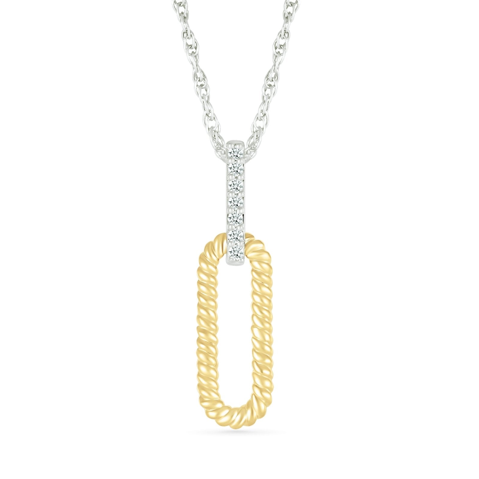 10K Yellow Gold Interlocking Braided Diamond Paperclip Necklace - Elegant Layering Piece for Everyday Wear & Special Occasions