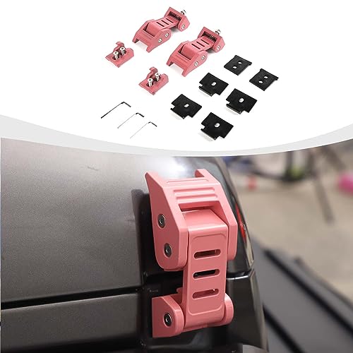 RAZPOY JK JL Hood Latches - Aluminum Hood Catch Lock Compatible with Jeep Wrangler JK JL & Gladiator JT - Heavy Duty Exterior Accessories (Type B, Pink) | Secure Off-Road Protection & Enhanced Jeep Styling