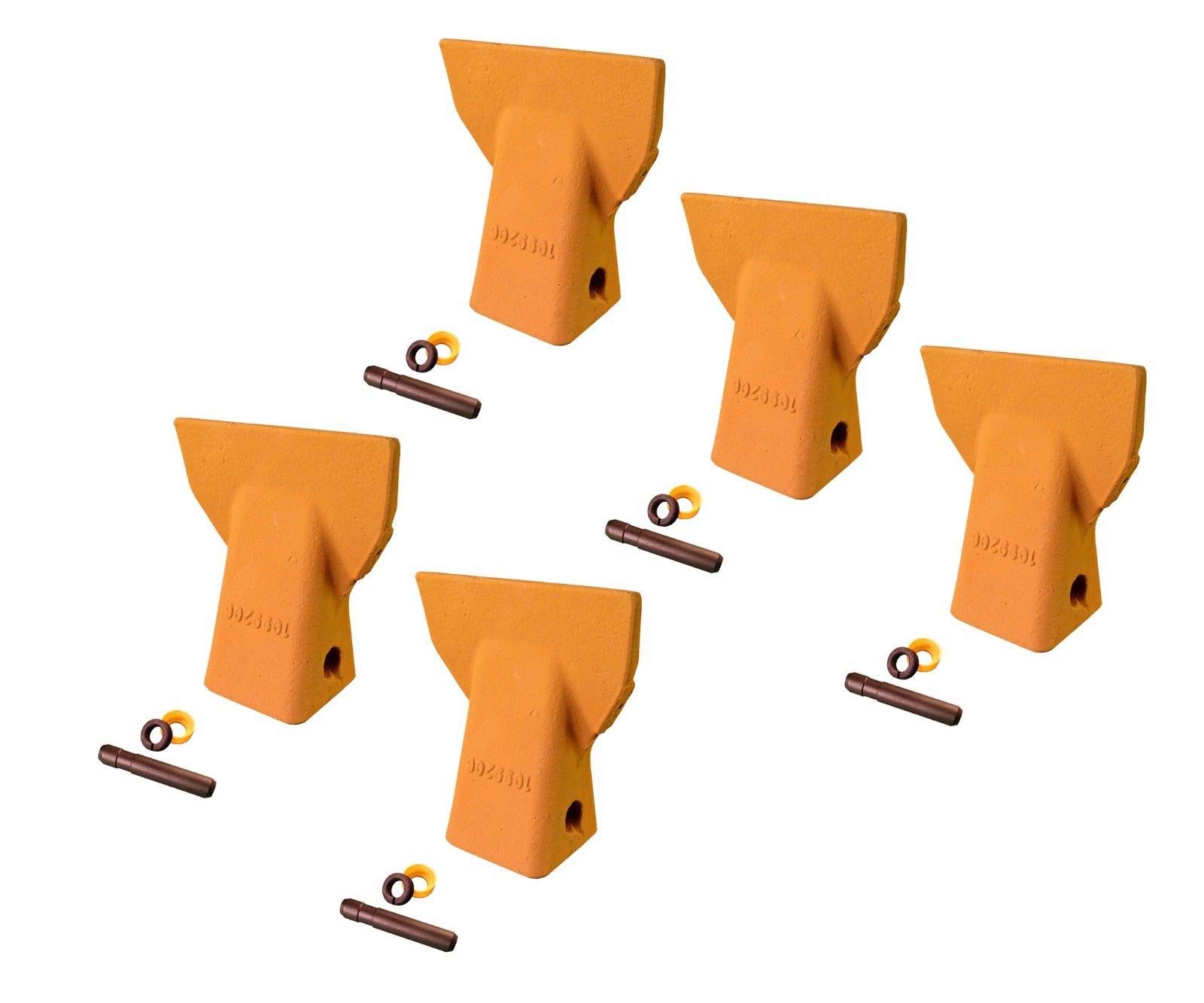 J200 Style Backhoe Bucket Flare Teeth with Pins & Retainers - 5 Pack (109-9200) - Heavy Duty Replacement for Excavator & Tractor Attachments - Ideal for Digging, Trenching & Construction Work