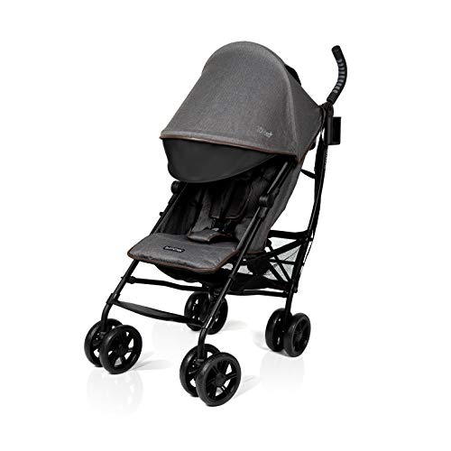 Summer Infant 3Dlite+ Lightweight Umbrella Stroller - Charcoal Herringbone | Compact Fold, Oversized Canopy & Extra Storage | Perfect for Travel, Shopping & Daily Use with Baby