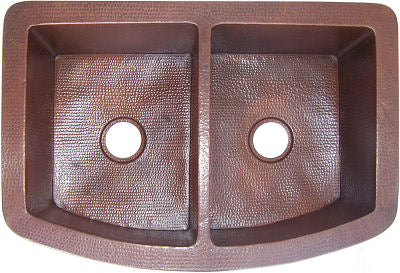 Farmhouse Double Bowl Hammered Copper Kitchen Sink - Vintage Style 16 Gauge Undermount Sink for Rustic & Modern Kitchens | Perfect for Farmhouse, Cottage & Country Style Homes