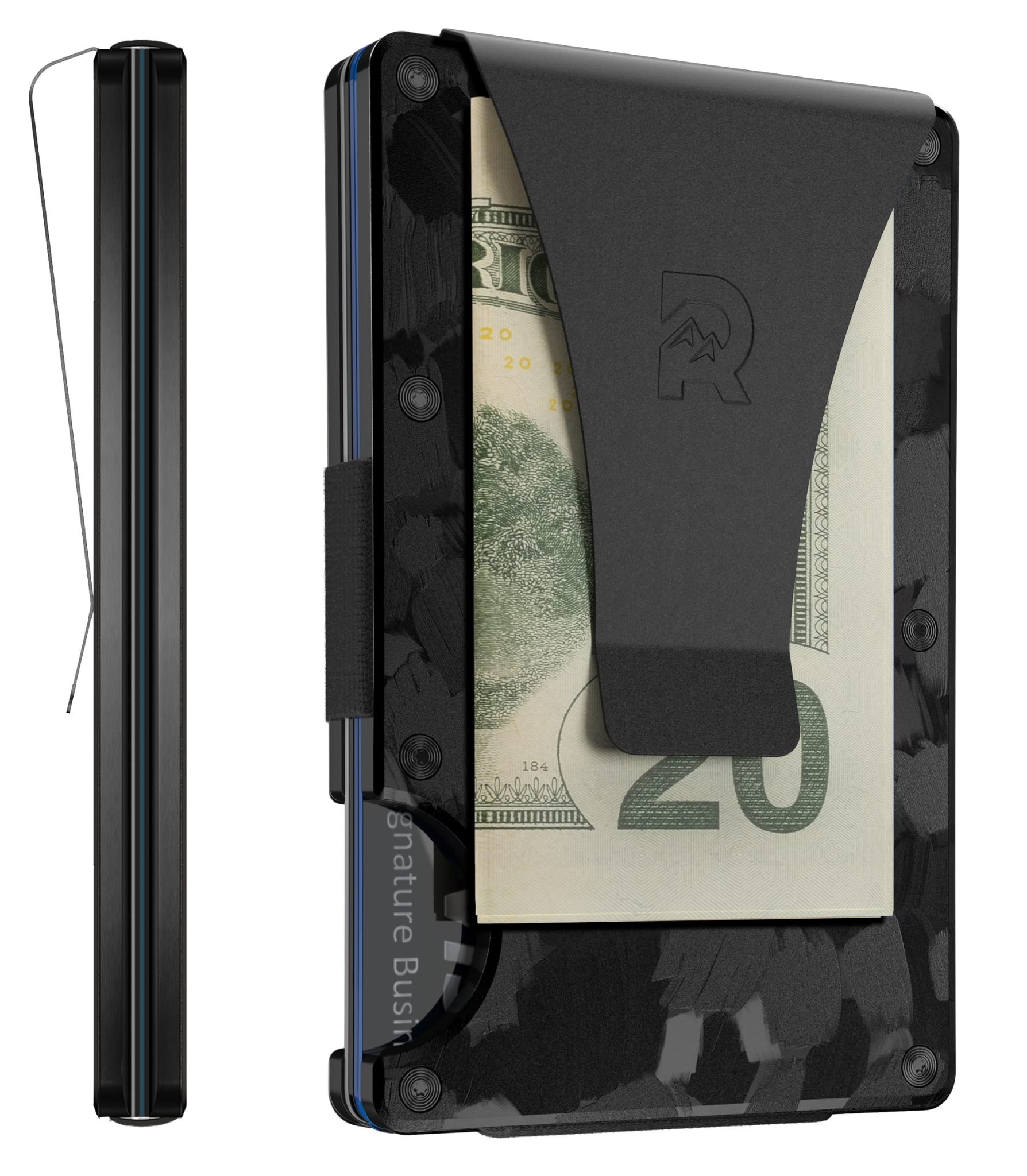 Ridge Forged Carbon Slim Minimalist RFID Wallet for Men - Front Pocket Card Holder & Money Clip | Perfect for Travel, Everyday Carry, and Secure Contactless Payments
