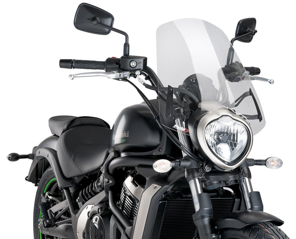 Puig Touring Windscreen Clear for Kawasaki EN650SA (2015-2022) - Motorcycle Windshield for Comfortable Long-Distance Riding & Highway Cruising