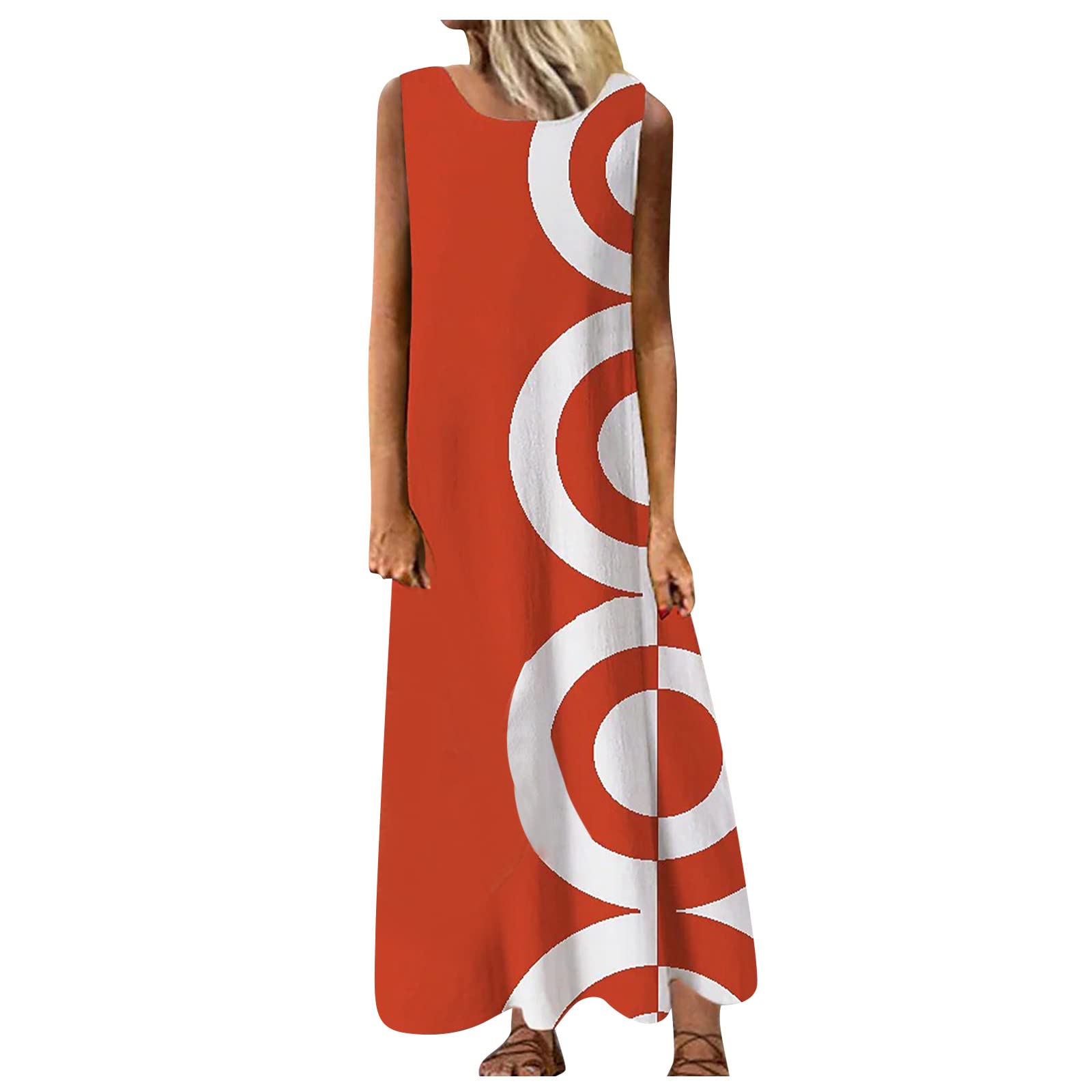 Women's Summer Dresses - Floral Printed Round Neck Sleeveless Casual Sundress for Vacation & Beach | Perfect for Outdoor Parties, Date Nights & Summer Getaways