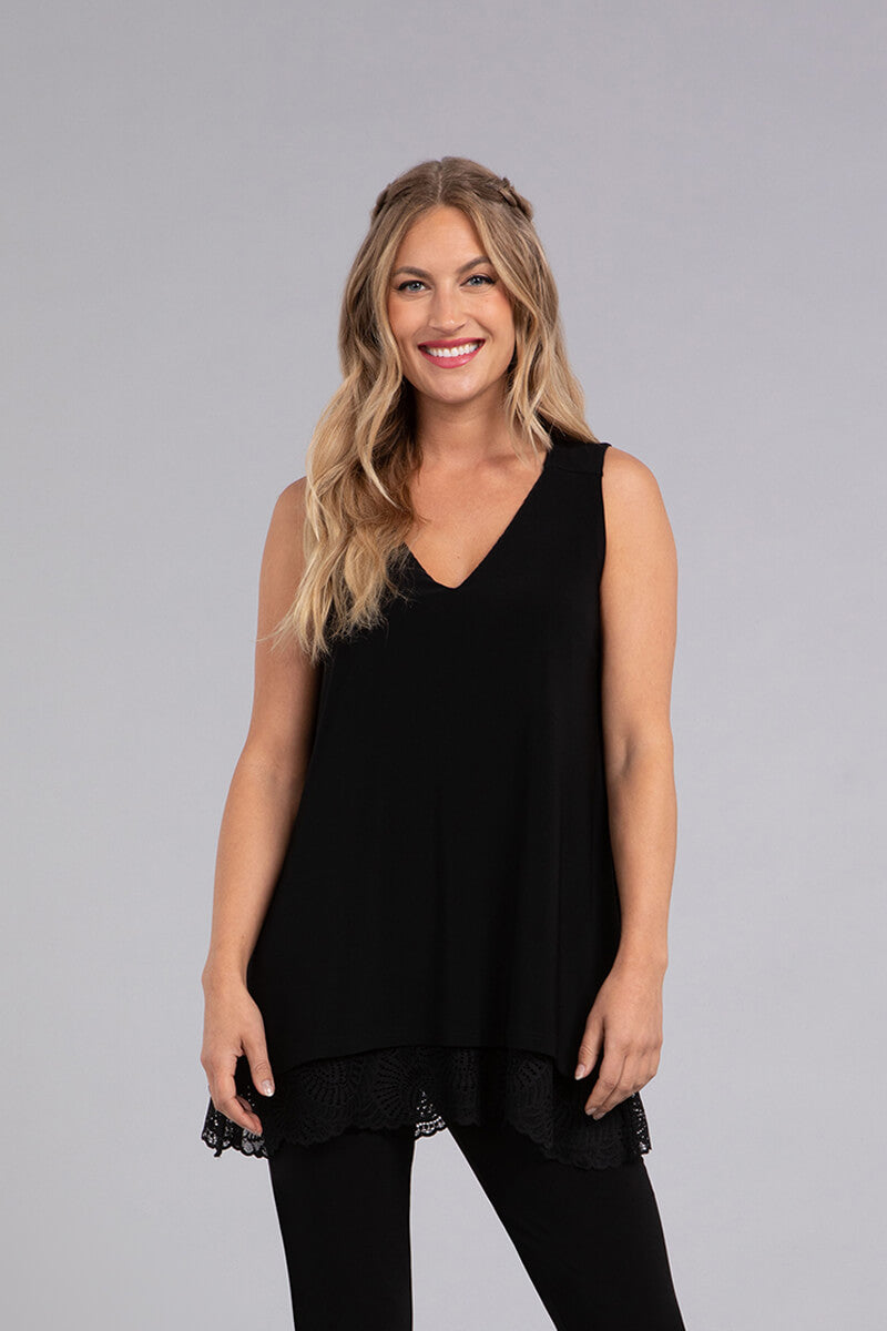 Reversible Lace Tank Top for Women - Black | Mix Lace Design | Perfect for Layering, Summer Outfits & Casual Wear