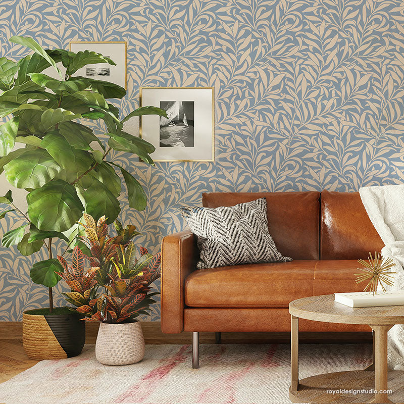 Thicket Leaves Wall Stencil - Reusable DIY Home Decor Stencils for Painting on Walls, Furniture & Crafts | Perfect for Bedroom, Nursery & Living Room Accent Walls