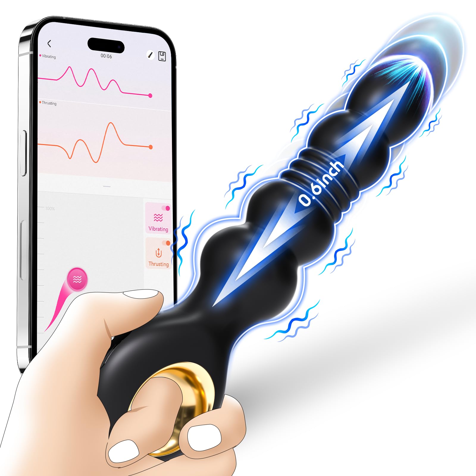 BEISAR 9-Speed Vibrating Anal Beads & Prostate Massager for Men - Remote & App Controlled, LCD Display, Double-Ended Design - Perfect for Solo Play, Couples Exploration and Sensual Massage