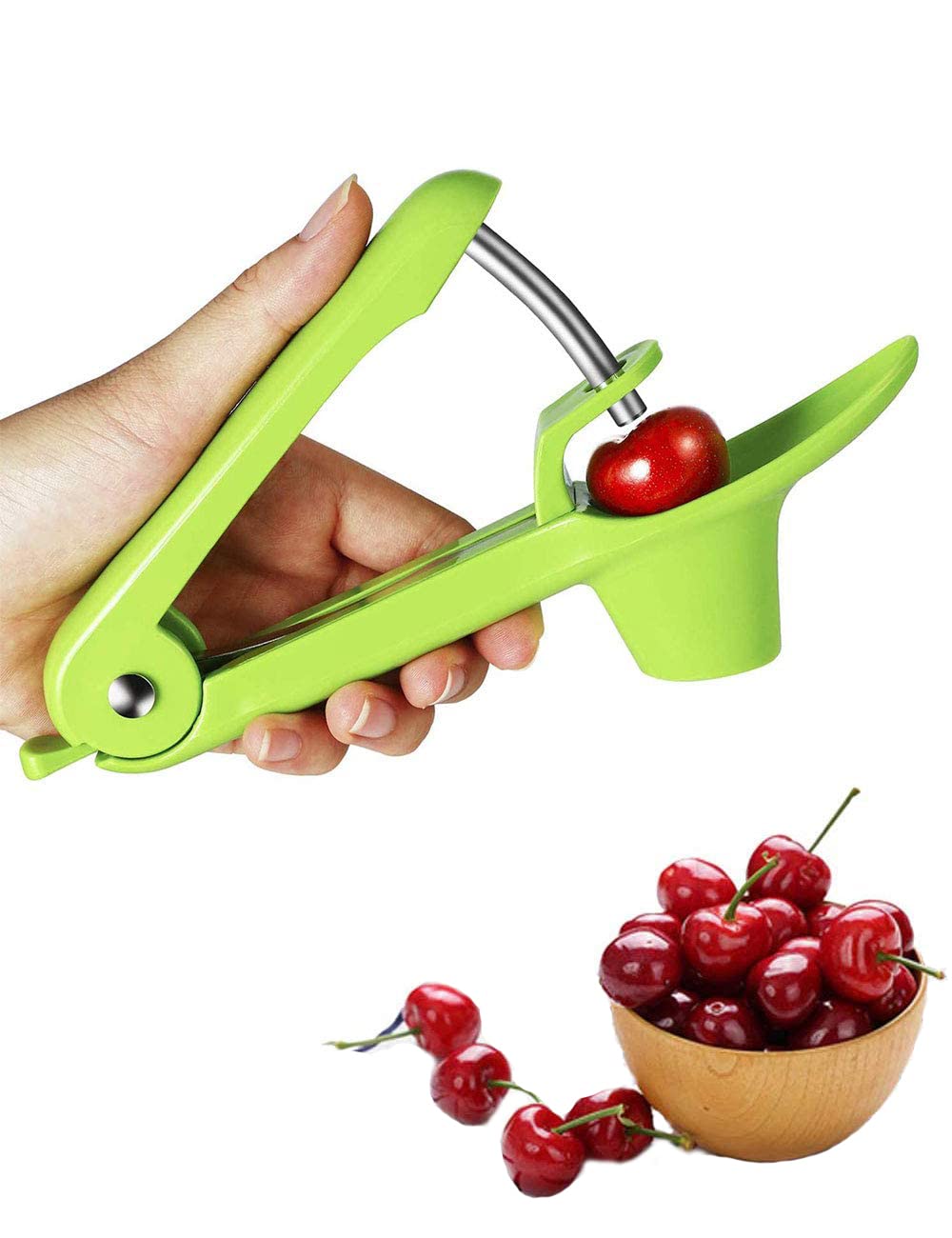 Stainless Steel Cherry & Olive Pitter Tool with Lock Design - Portable Seed Remover for Cherries, Dates, Jujubes - Perfect for Home Kitchen, Baking, and Fruit Prep