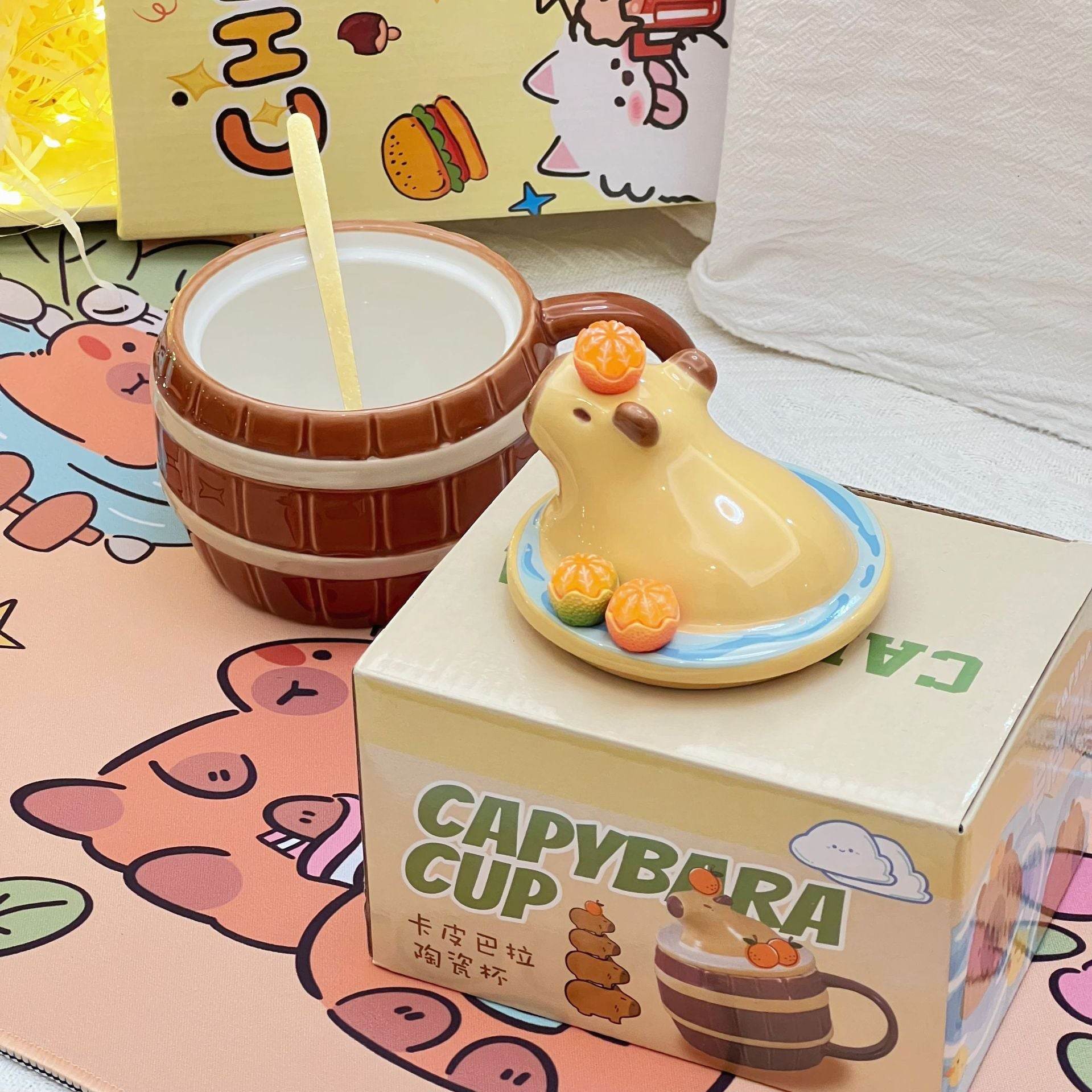 Adorable Capybara Coffee Mug - Kawaii Ceramic Cup for Tea & Hot Drinks - Perfect Gift for Animal Lovers & Anime Fans
