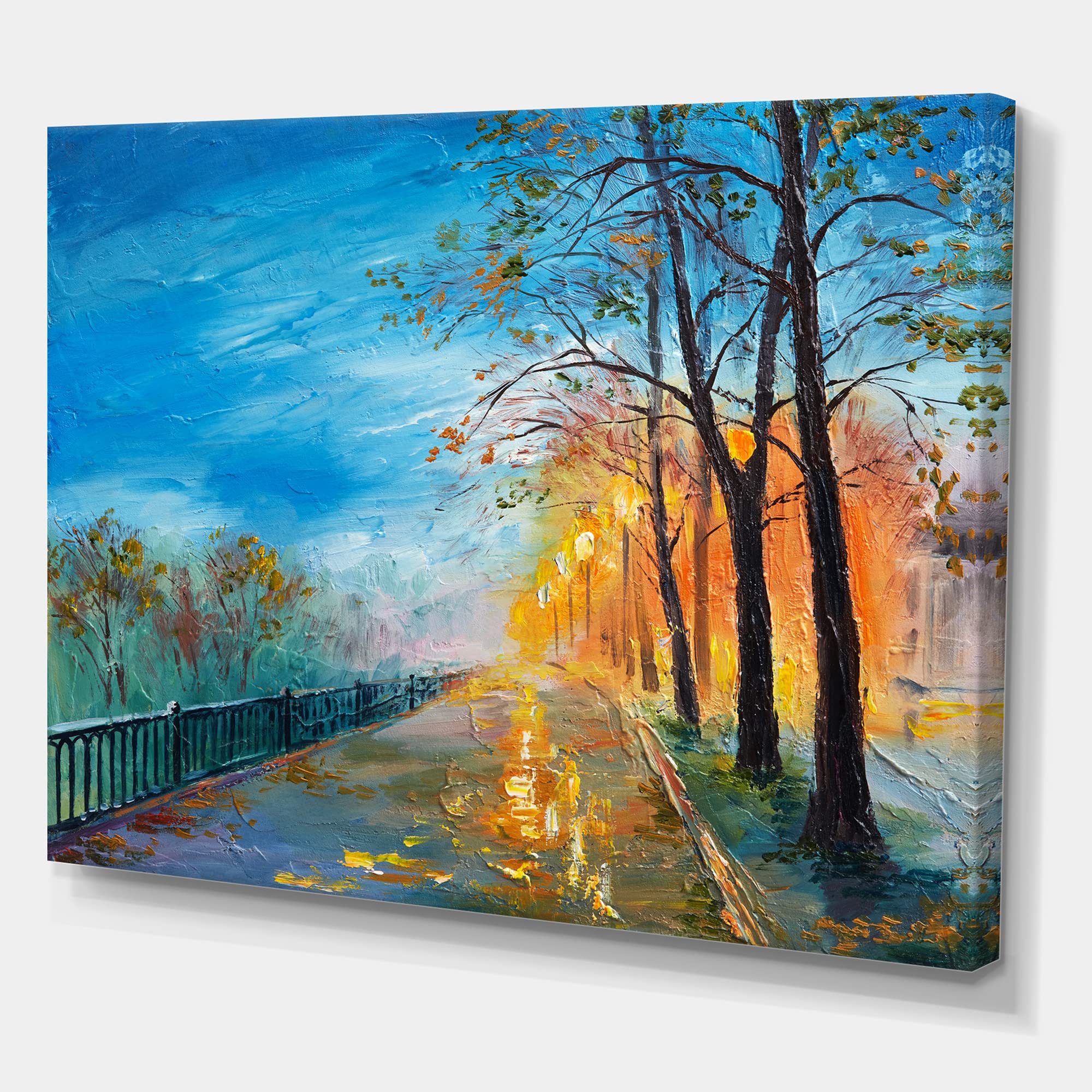 DesignQ Autumn Road Evening Traditional Canvas Wall Art - Perfect for Living Room, Bedroom & Office Decor