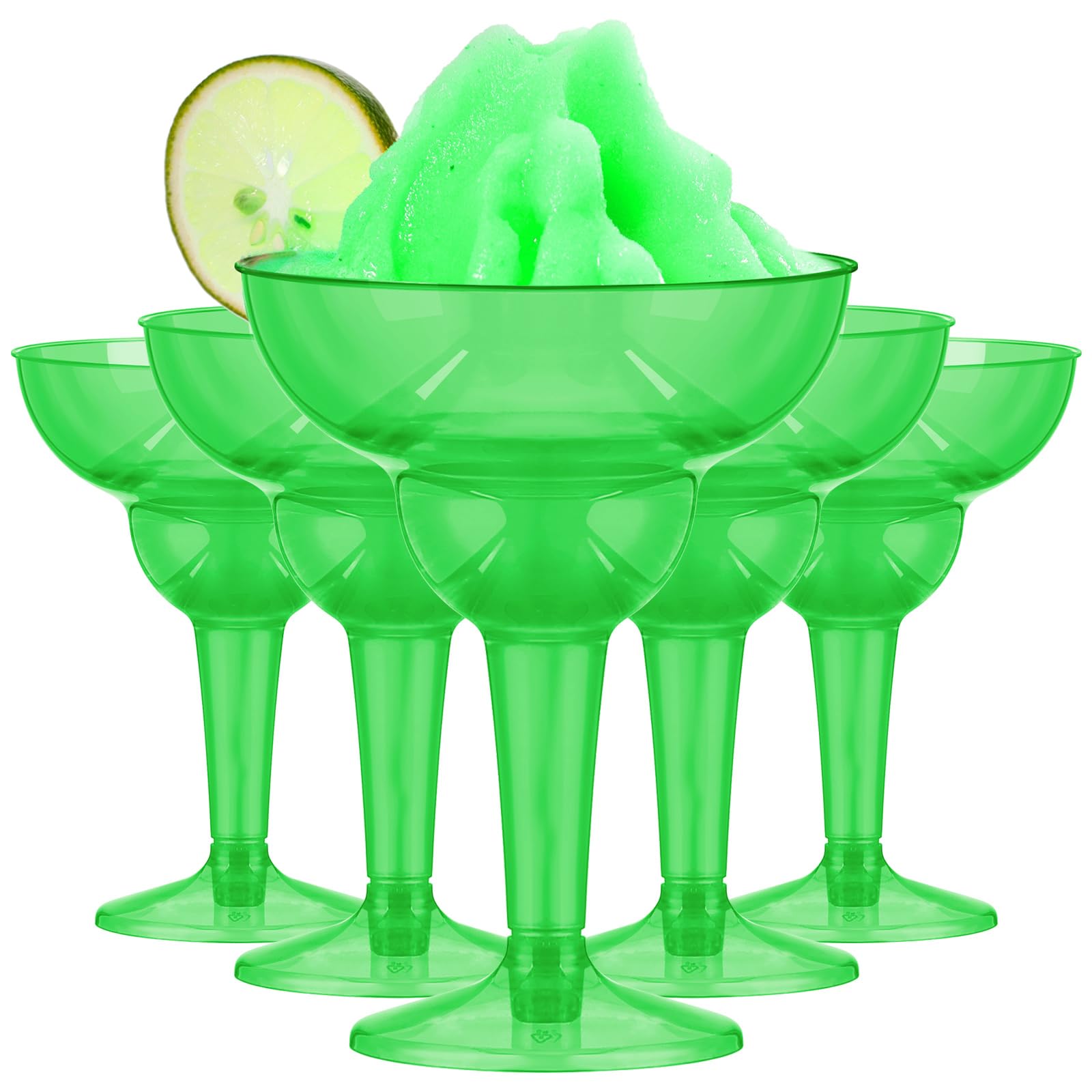 48-Pack 12 oz Disposable Plastic Margarita Glasses - Bulk Green Cocktail Cups for Parties, Weddings & Mexican Themed Events - Perfect for Margaritas, Martinis and Tropical Drinks