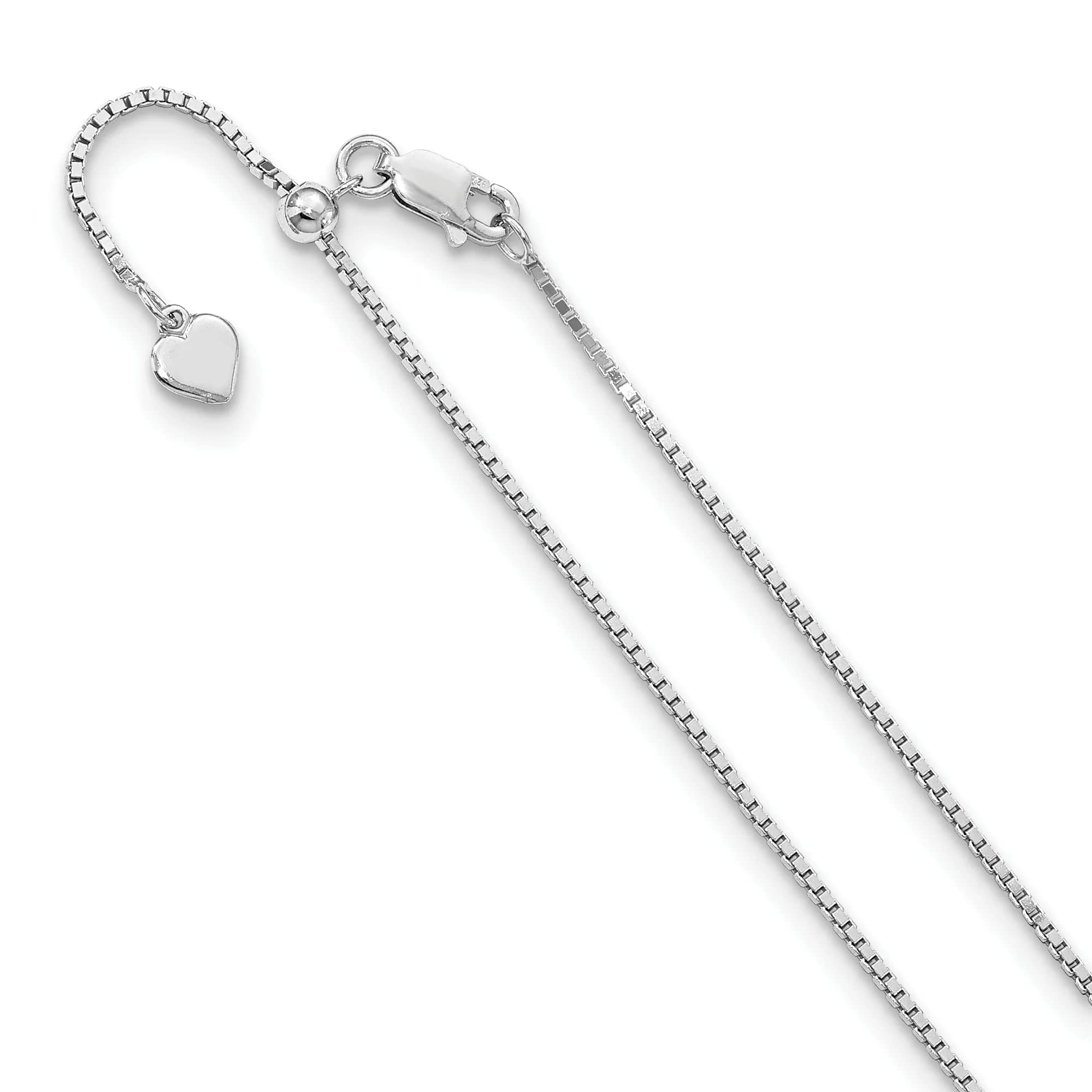 Sterling Silver 1.15mm Adjustable Box Chain Necklace for Women - Durable & Hypoallergenic Jewelry for Everyday Wear, Gifts & Layering