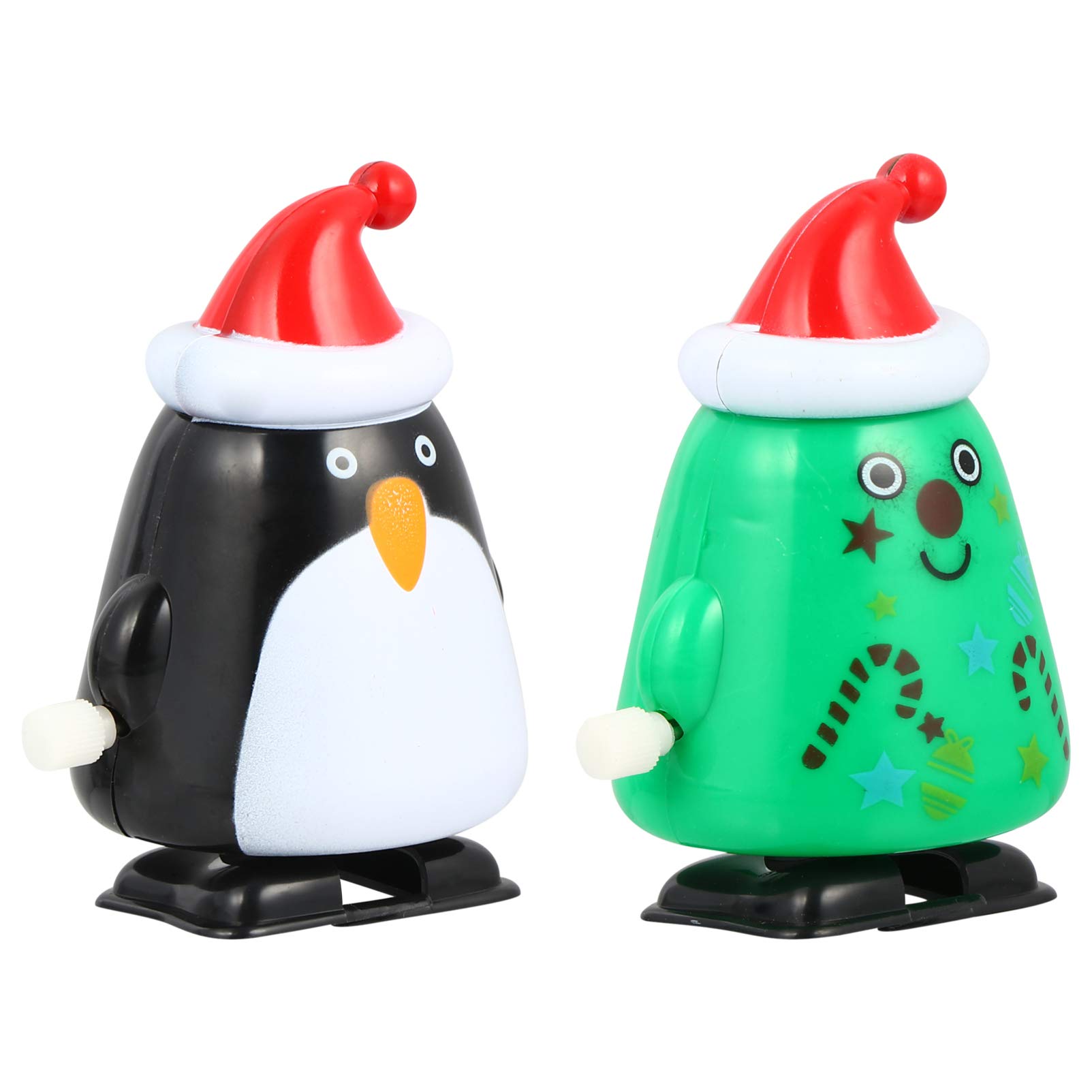NUOBESTY 2-Pack Christmas Wind-Up Penguin Walking Toys - Cute Clockwork Christmas Tree Penguin Figures - Fun Stocking Stuffer & Party Favor Gift for Kids (Black & Green) - Perfect for Holiday Decorations, Gift Exchanges & Children's Playtime