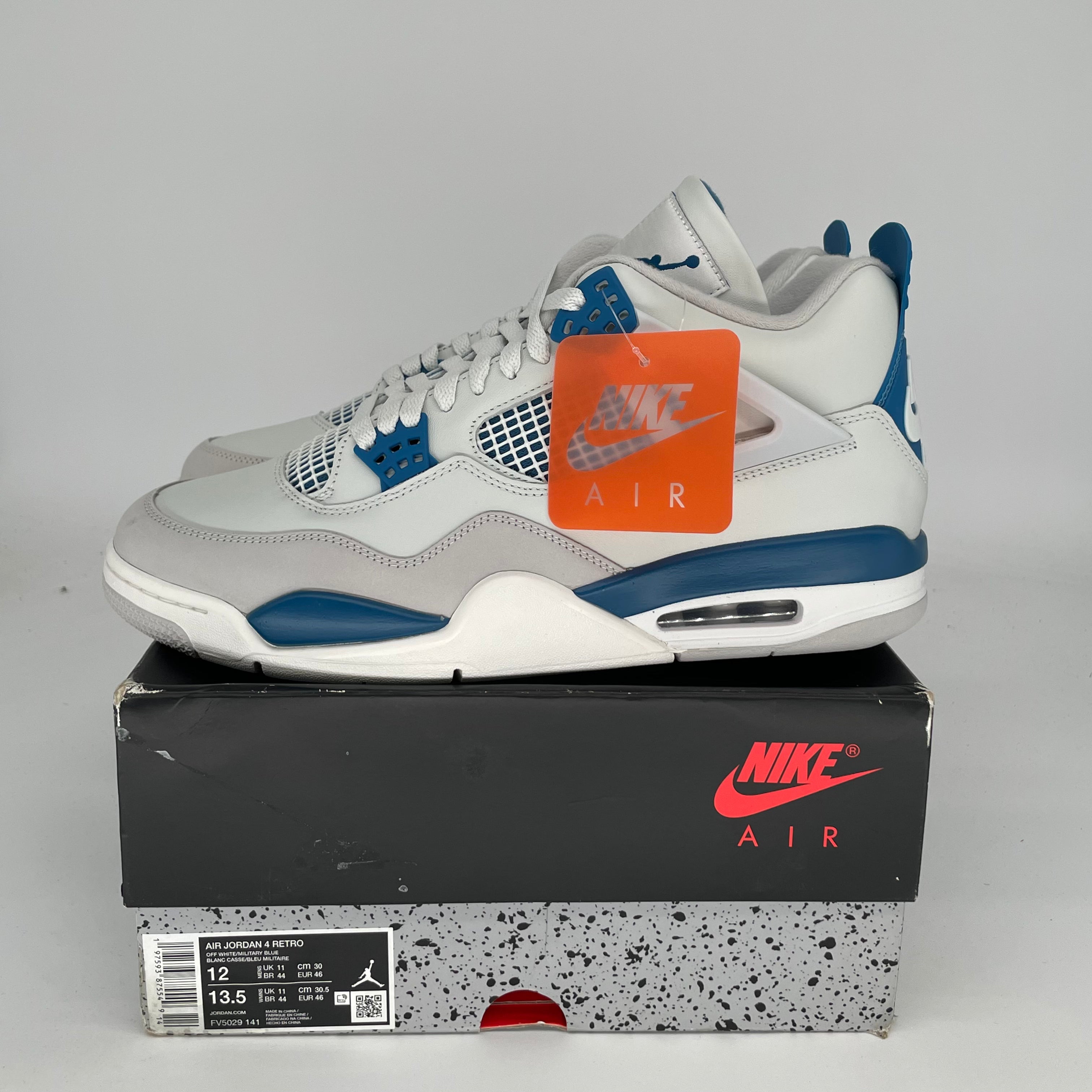 Original Air Jordan 4 Retro 'Military Blue' Men's Basketball Shoes - Size 12 (FV5029-141) - Authentic Sneakers for Sports, Streetwear & Sneaker Collectors