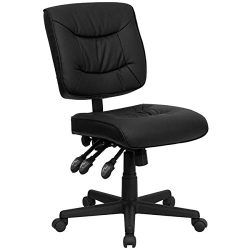Premium Mid-Back Black Leather Office Chair - Ergonomic Adjustable Task Chair for Computer Work, Gaming & Home Office | Comfortable Desk Chair for Professionals & Students