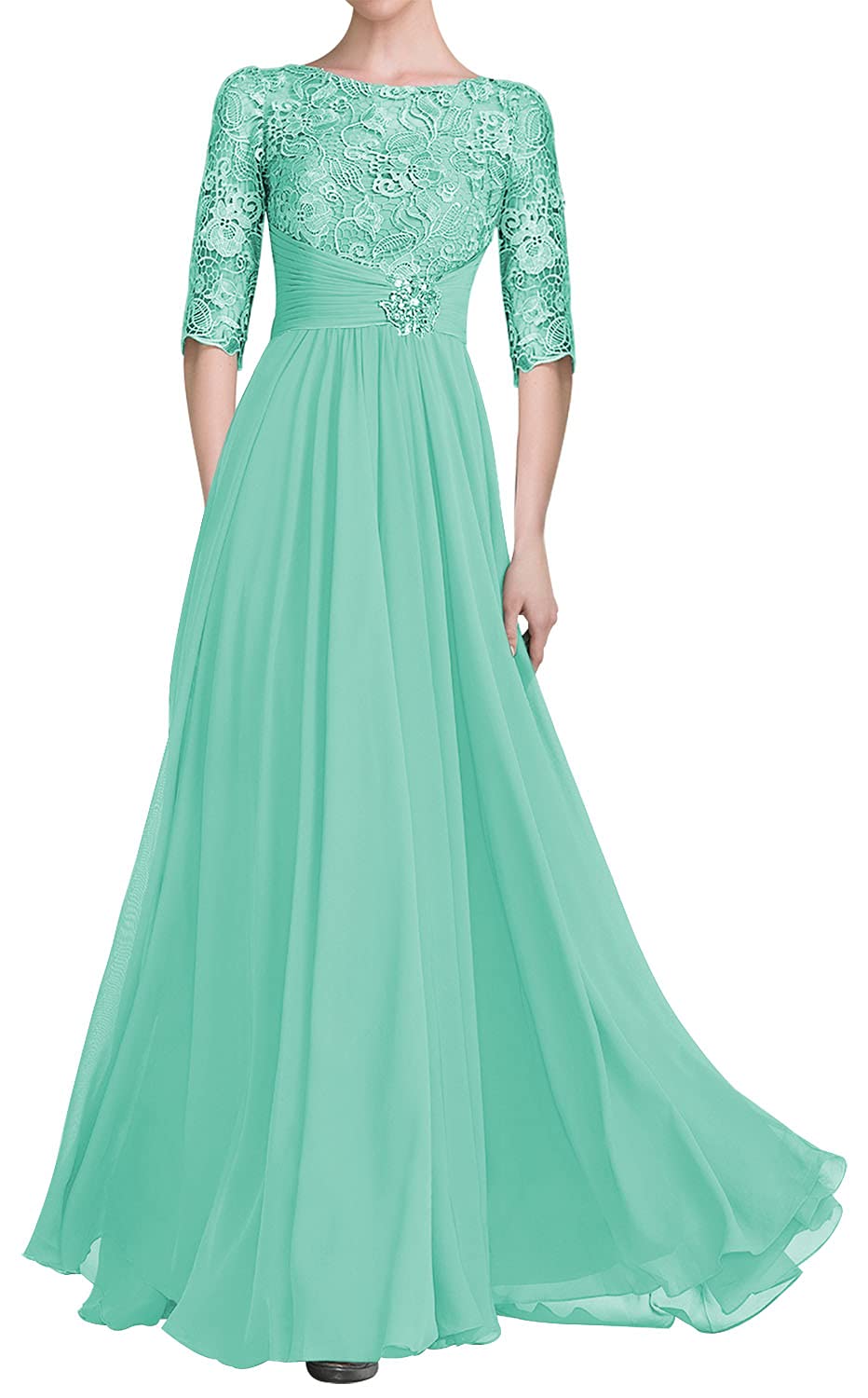 Elegant A-Line Long Lace Chiffon Formal Dress for Women - Perfect for Weddings, Proms & Special Occasions