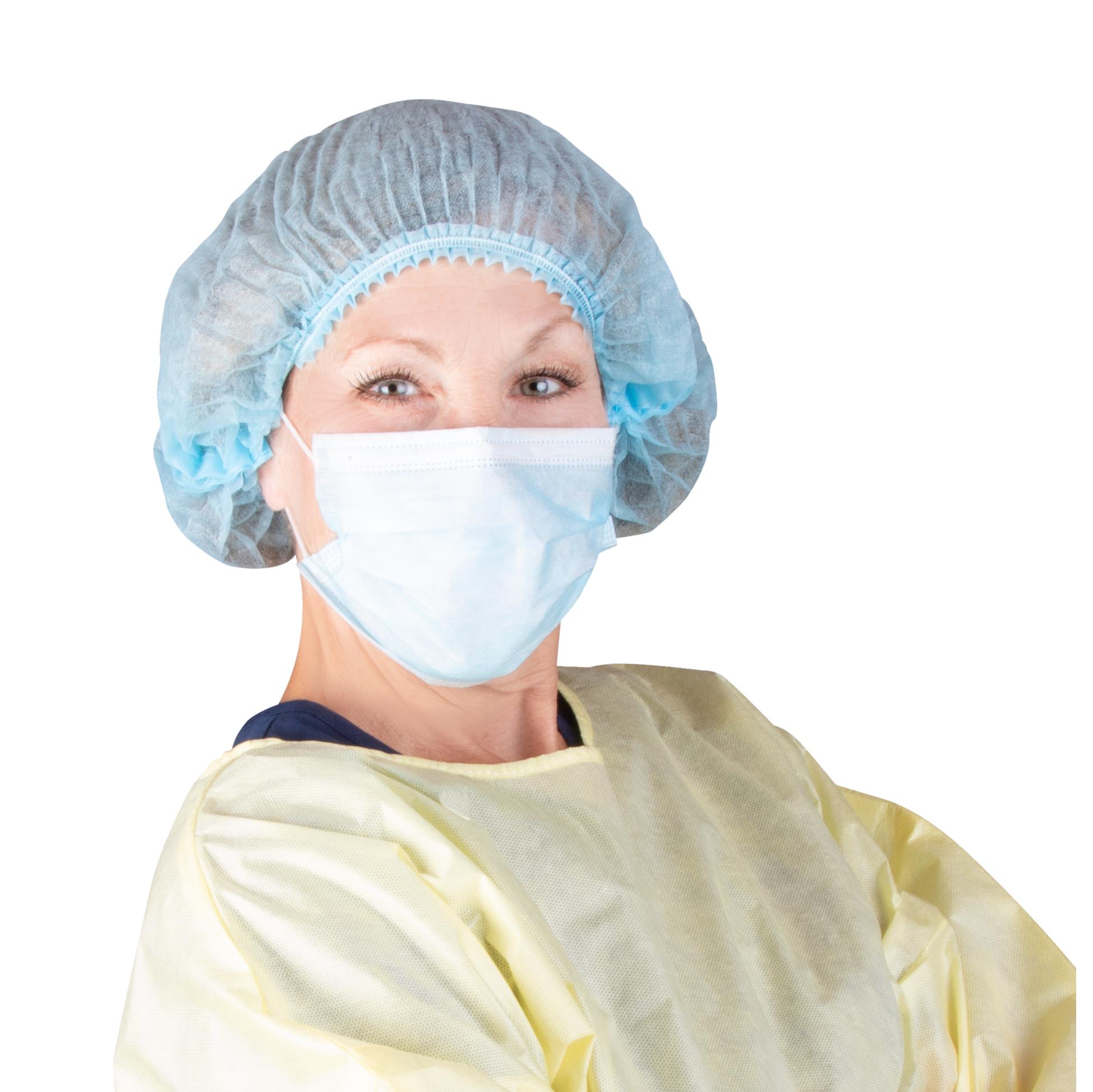 Disposable Bouffant Cap - Blue Accordion Style (100 Count) - Comfortable & Breathable for Medical, Food Service & Salon Use