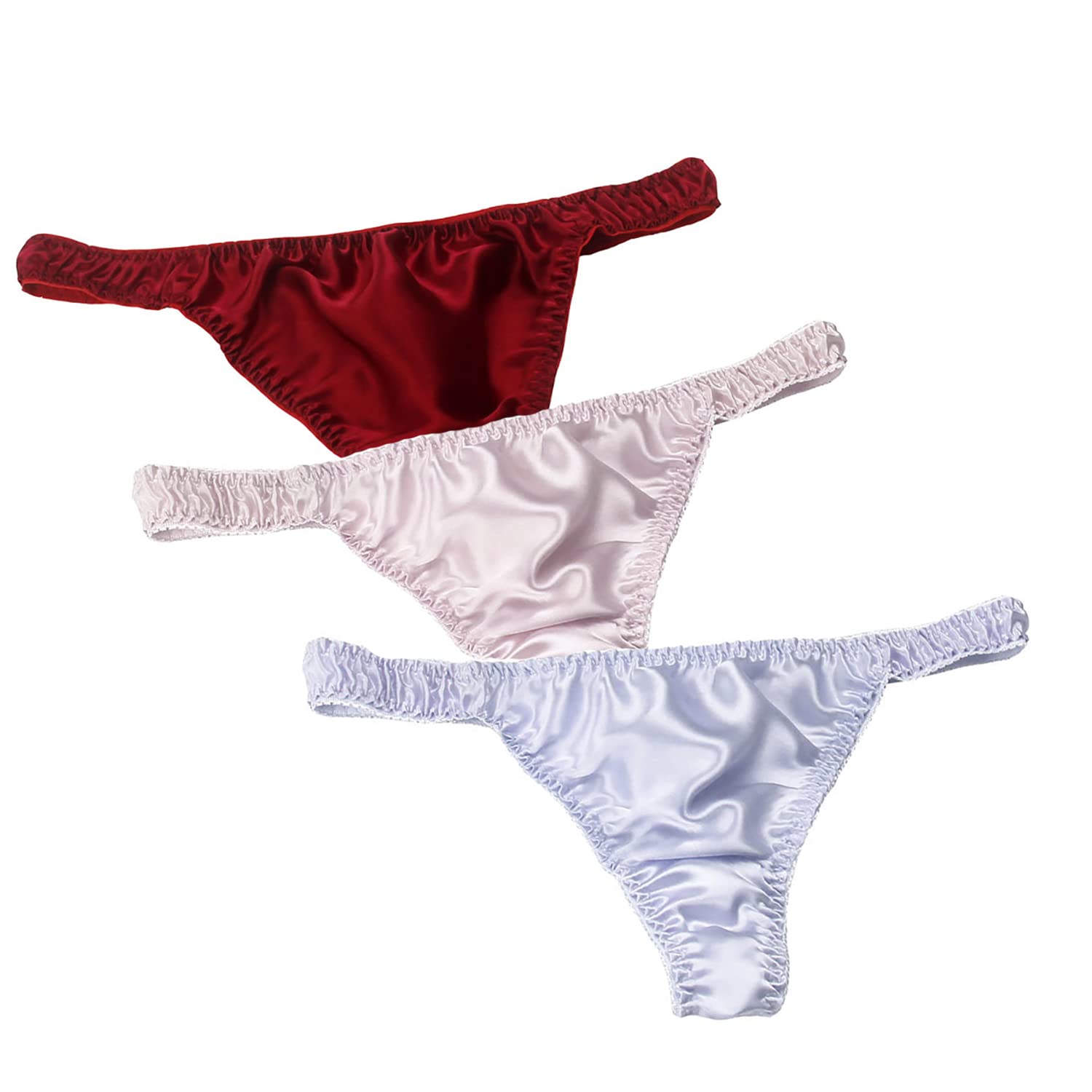 3 Pairs Women's Pure Silk String Bikini Panties - Soft Sexy Thong Underwear for Summer & Beach (S-XL) | Healthy Comfort Wear for Vacation, Swim, Lounge & Romantic Occasions