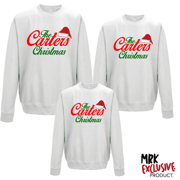 Christmas Family Matching Crew Sweatshirts - White (MRK X) - Cozy Holiday Outfits for Family Photos & Festive Gatherings