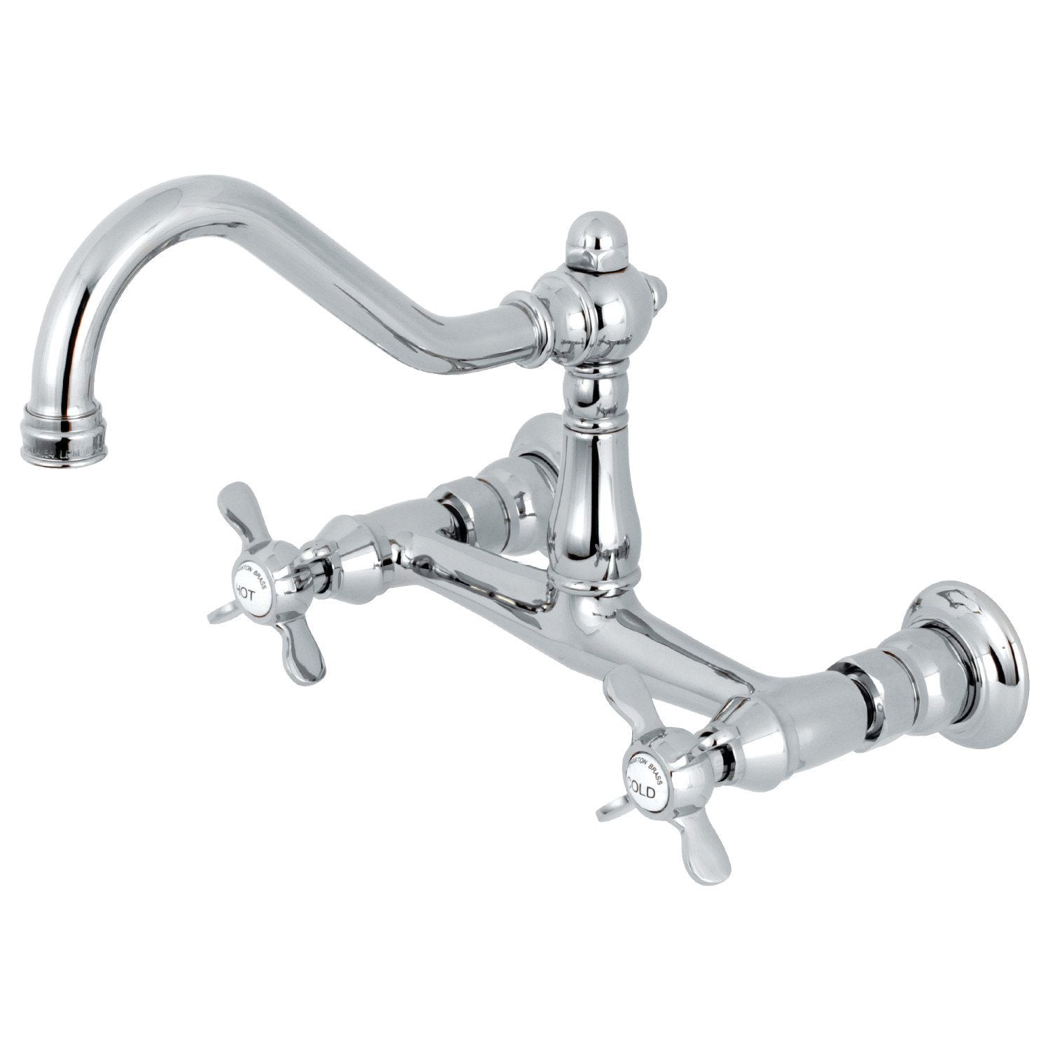 Essex Double Handle 2 Hole Wall Mount Bathroom Faucet - Chrome Finish Bathroom Sink Faucet for Vanity, Powder Room & Guest Bath Installation