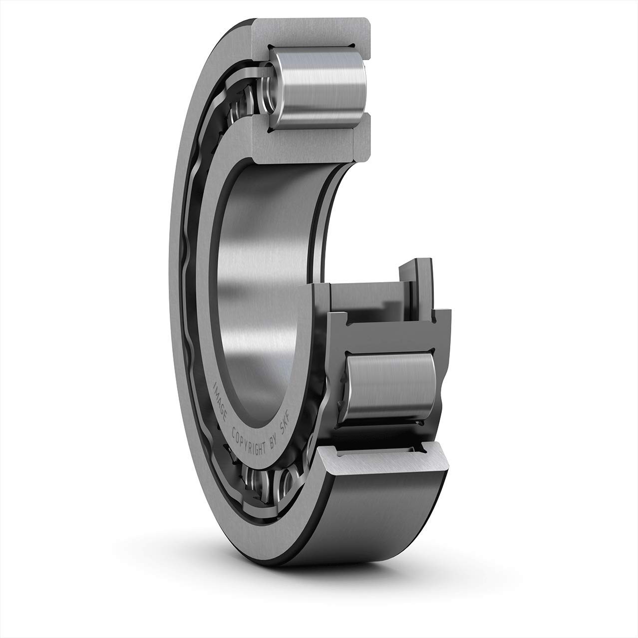 SKF NUP 211 ECJ Single Row Cylindrical Roller Bearing - 55mm Bore, 100mm OD, 21mm Width - High Capacity Steel Cage Bearing with Removable Inner Ring - Perfect for Industrial Machinery, Automotive Applications, and Heavy Equipment Maintenance