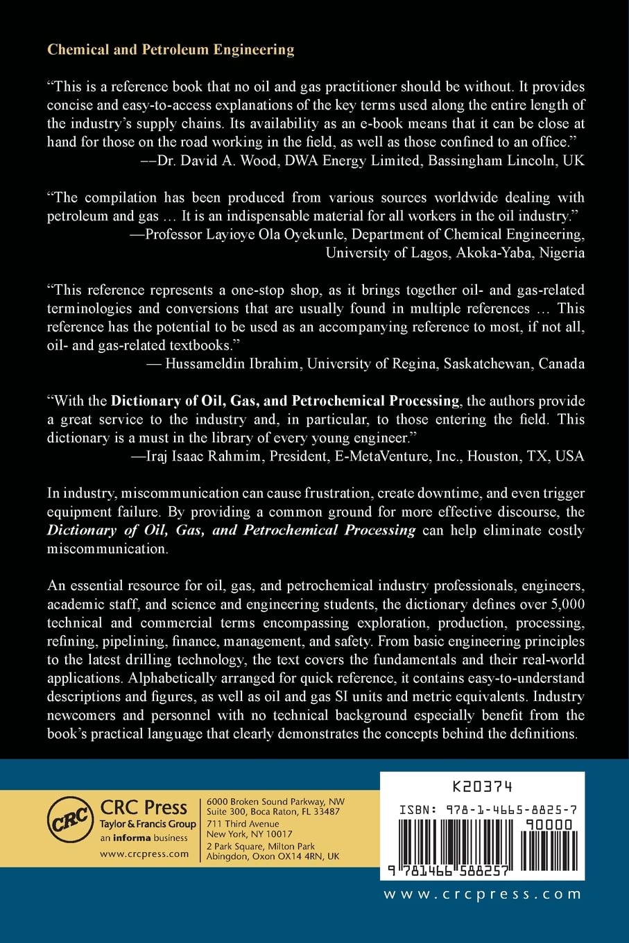 Oil, Gas, and Petrochemical Processing Dictionary - Comprehensive Terminology Guide for Engineers & Industry Professionals | Perfect for Field Work, Research & Academic Studies