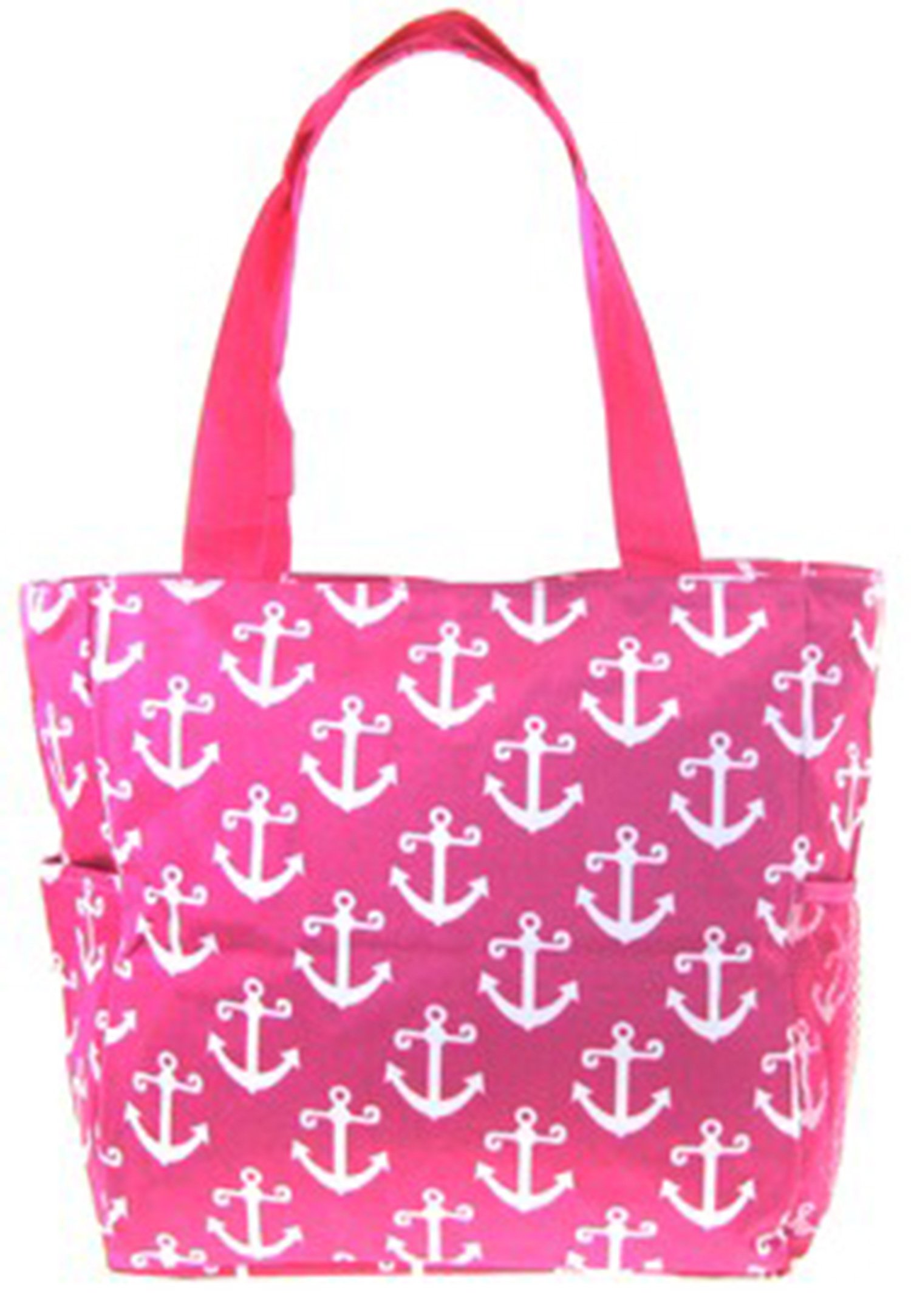 Anchor Print Nautical Canvas Tote Bag - Waterproof Beach Bag for Women, Stylish Travel Purse for Shopping, Work & Vacation (Blue Striped Design)