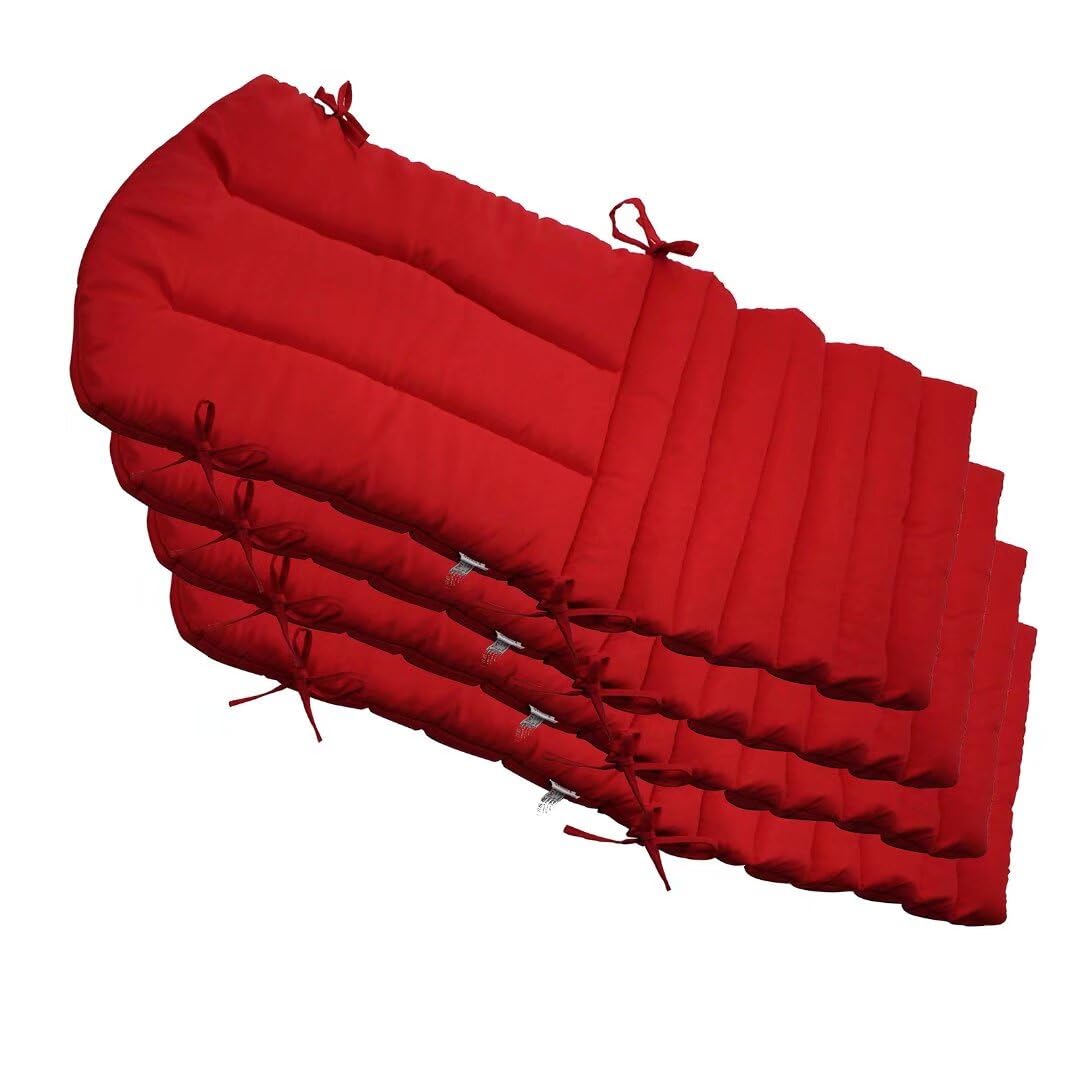 Premium Indoor/Outdoor Adirondack Chair Cushions Set of 4 - Waterproof, UV-Resistant Red Patio Seat Cushions for Deck, Garden & Poolside Comfort