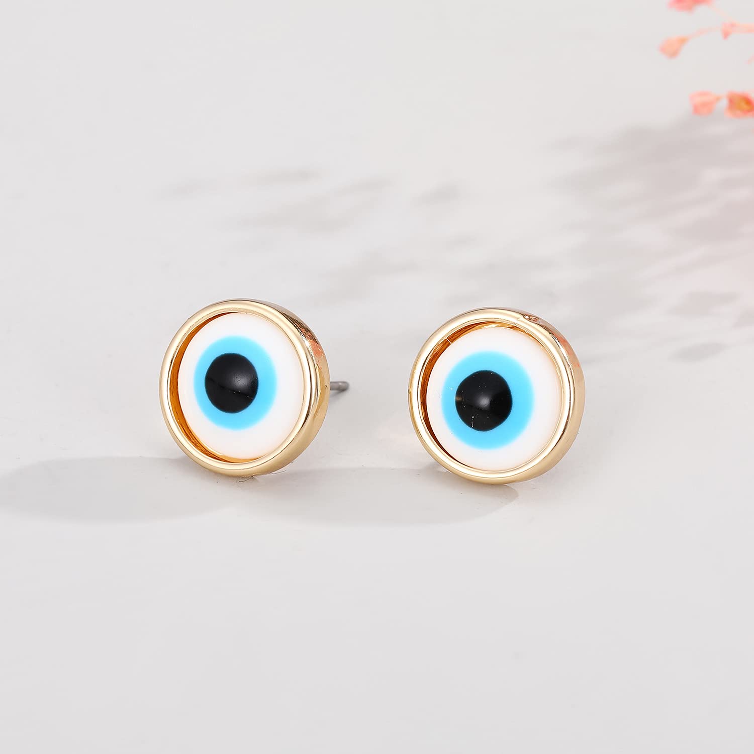 2 Pairs Evil Eye Stud Earrings Set - Blue Turkish Nazar Amulet Protection Jewelry for Women, Kabbalah Hamsa Earrings for Good Luck & Positive Energy | Perfect for Everyday Wear, Gift Giving & Spiritual Protection