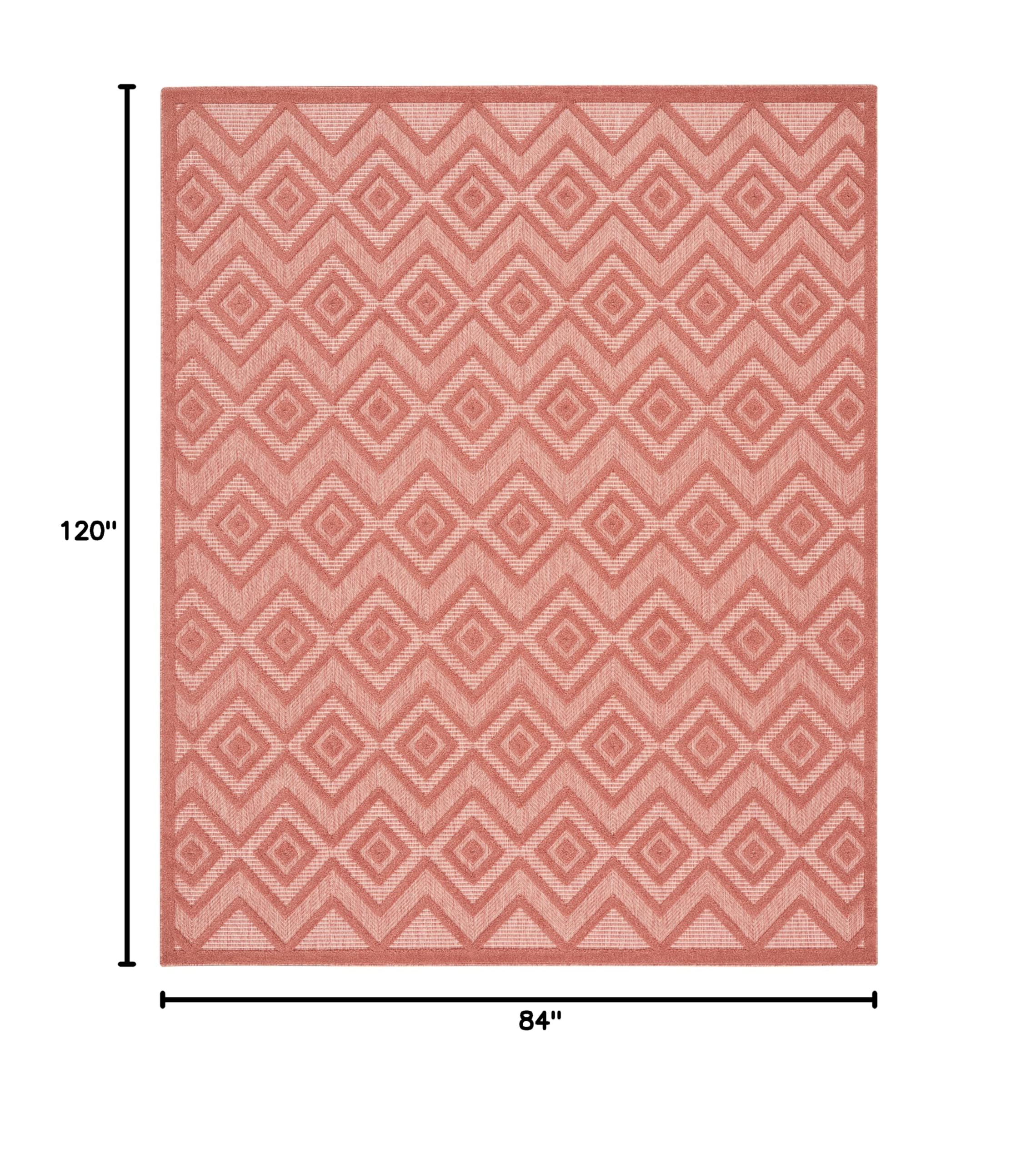 Nourison 7' x 10' Coral & Orange Indoor Outdoor Area Rug - Non-Shedding, Easy Clean, High Traffic Resistant - Perfect for Living Room, Bedroom, Dining Room, Deck, Patio & Backyard