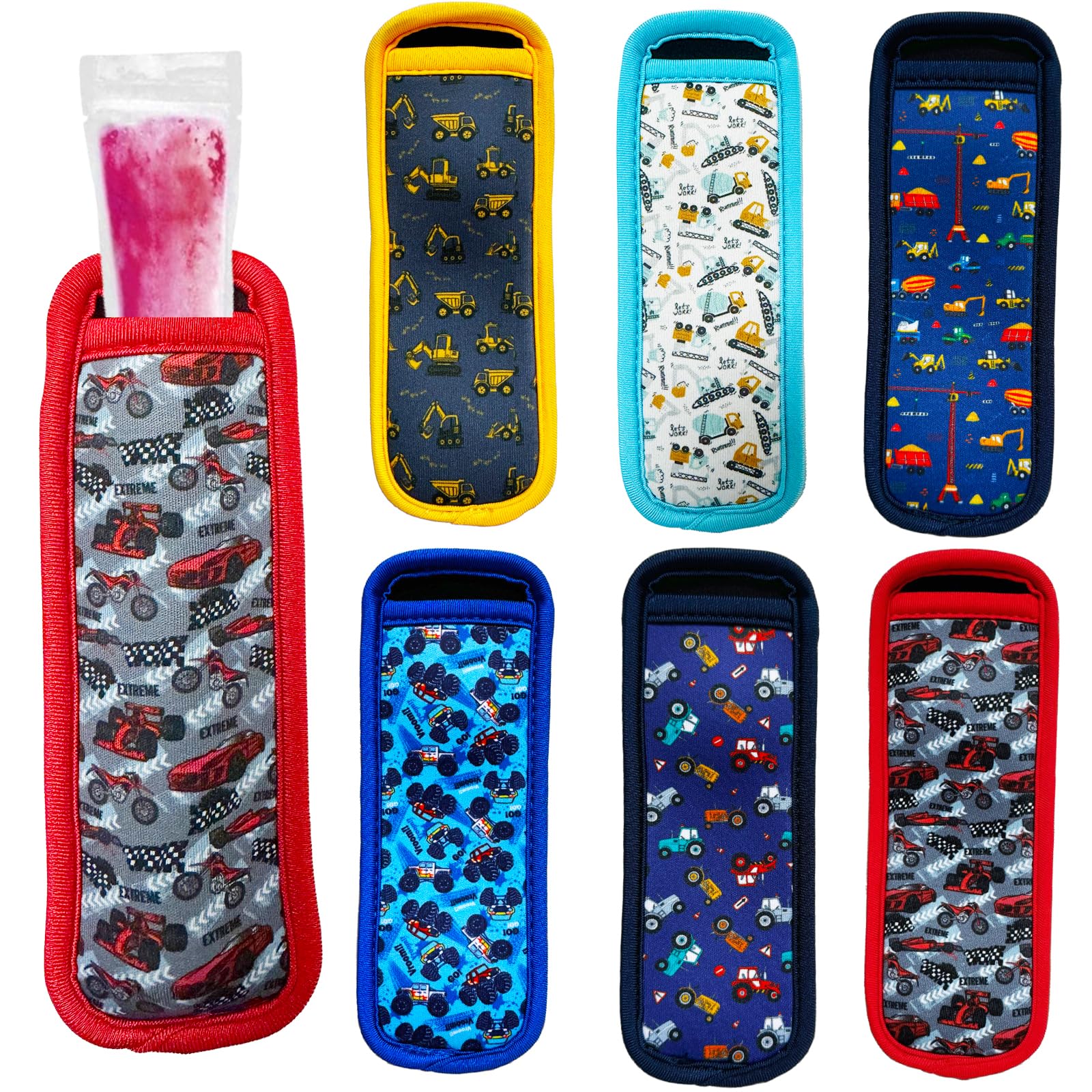 6 Pack Reusable Neoprene Ice Pop Sleeves - Insulated Popsicle Holders for Kids, Freezer Safe & Anti-Freeze Covers - Multicolor Ice Cream Stick Protectors for Boys & Girls | Perfect for Summer Treats, School Lunches & Outdoor Activities