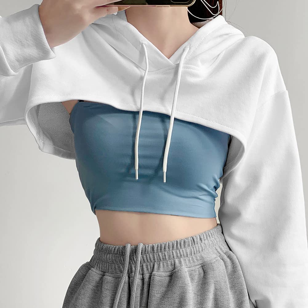 Hotmiss Women's Cropped Long Sleeve Cut Out Hoodie - Loose Fit Workout Pullover Sweatshirt for Yoga, Gym & Casual Streetwear