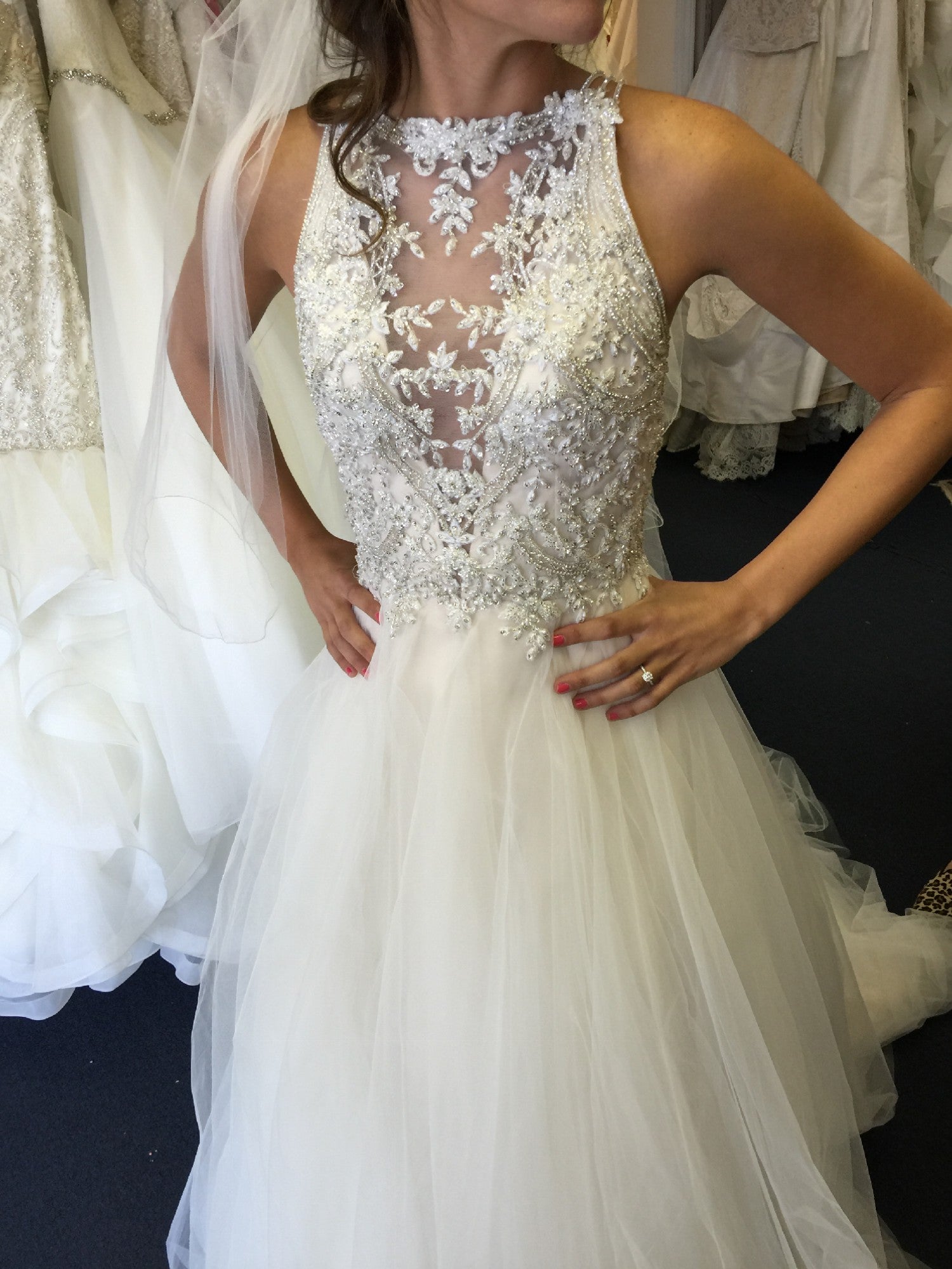 Maggie Sottero Lisette Sample Wedding Gown - Elegant Lace Bridal Dress for Bride, Perfect for Church Ceremony & Formal Reception