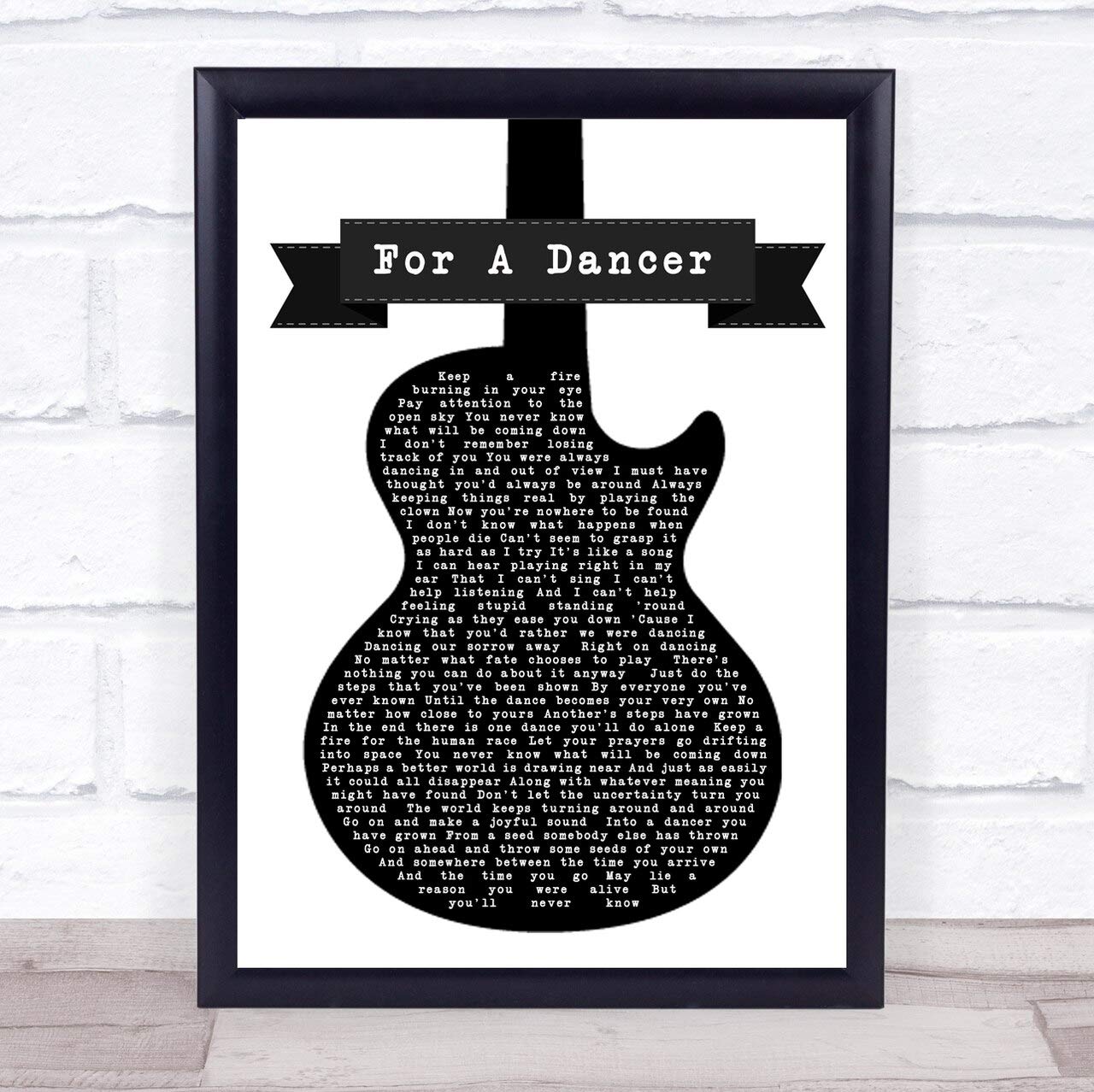 Jackson Browne For a Dancer Black & White Guitar Song Lyric Poster - Vintage Music Wall Art, Home Decor, Gift for Musicians, Lovers, Bedroom, Living Room, Office Decor