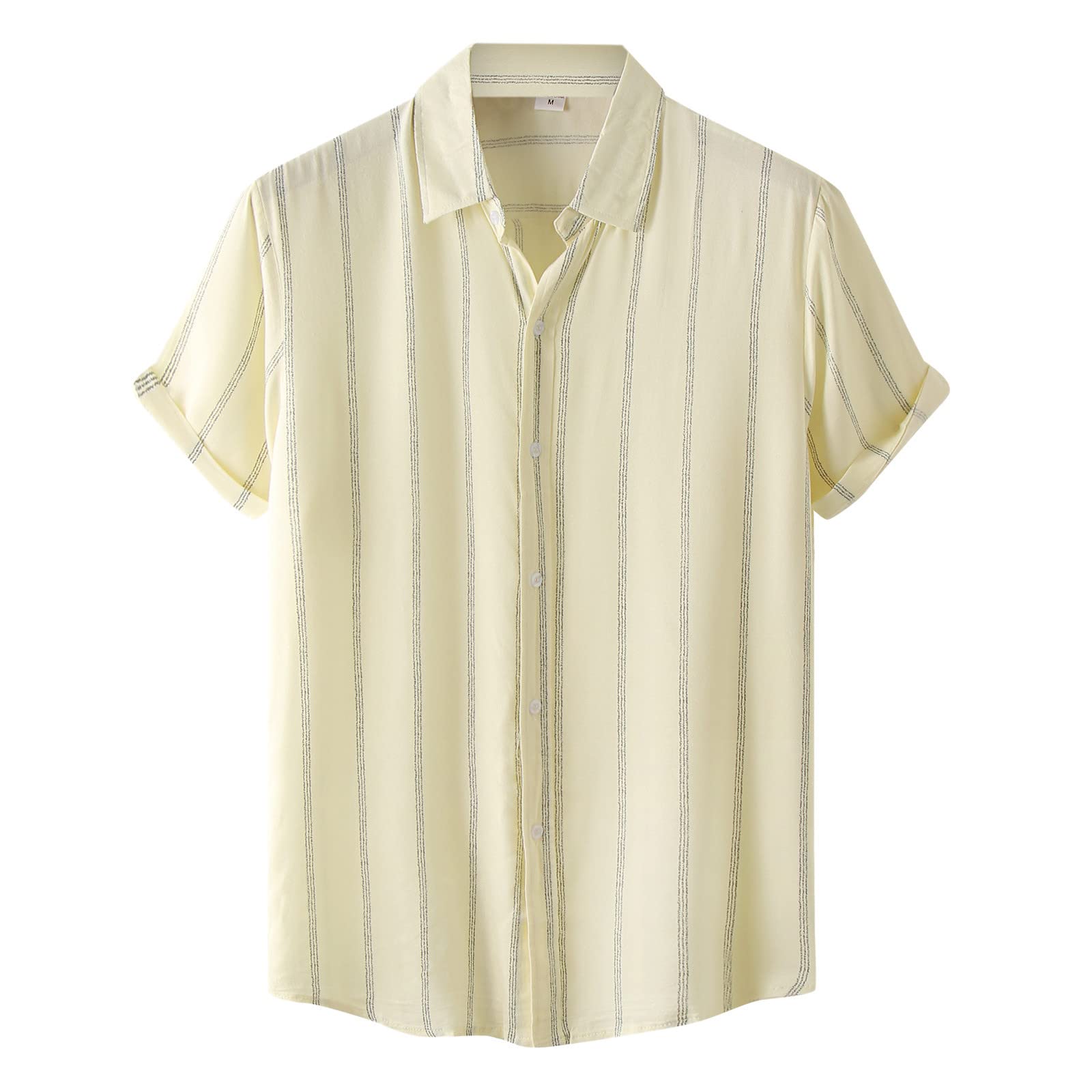 AMTF 2022 Hawaiian Shirt for Men - Stylish Striped Print Lapel Dress Shirt | Casual & Business Formal Wear | Loose Fit Tunic Top | Perfect for Beach Vacations, Summer Parties & Office Casual Fridays