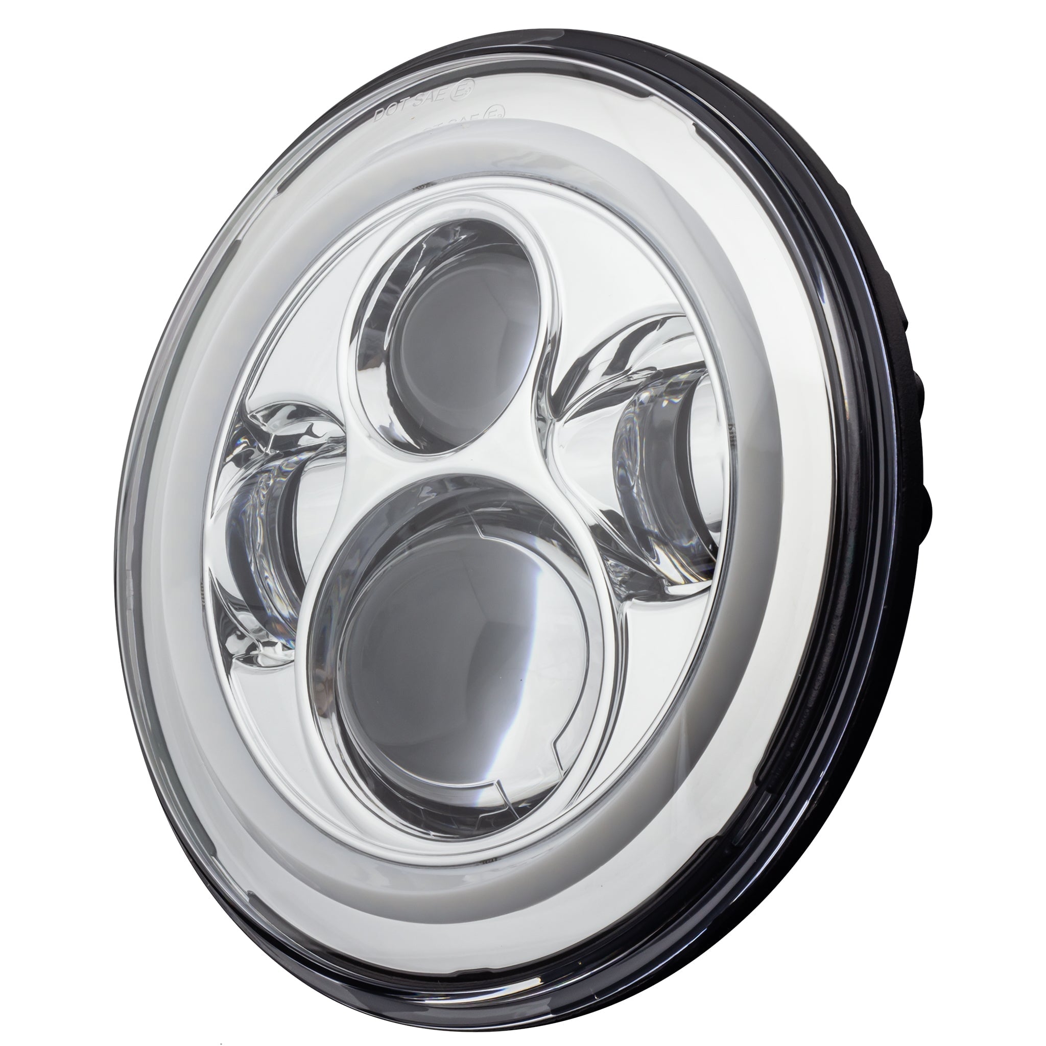 Eagle Lights 7 LED Headlight with Halo Ring for Harley Davidson & Indian Motorcycles - Chrome Kit - High Visibility for Night Riding & Custom Bike Builds