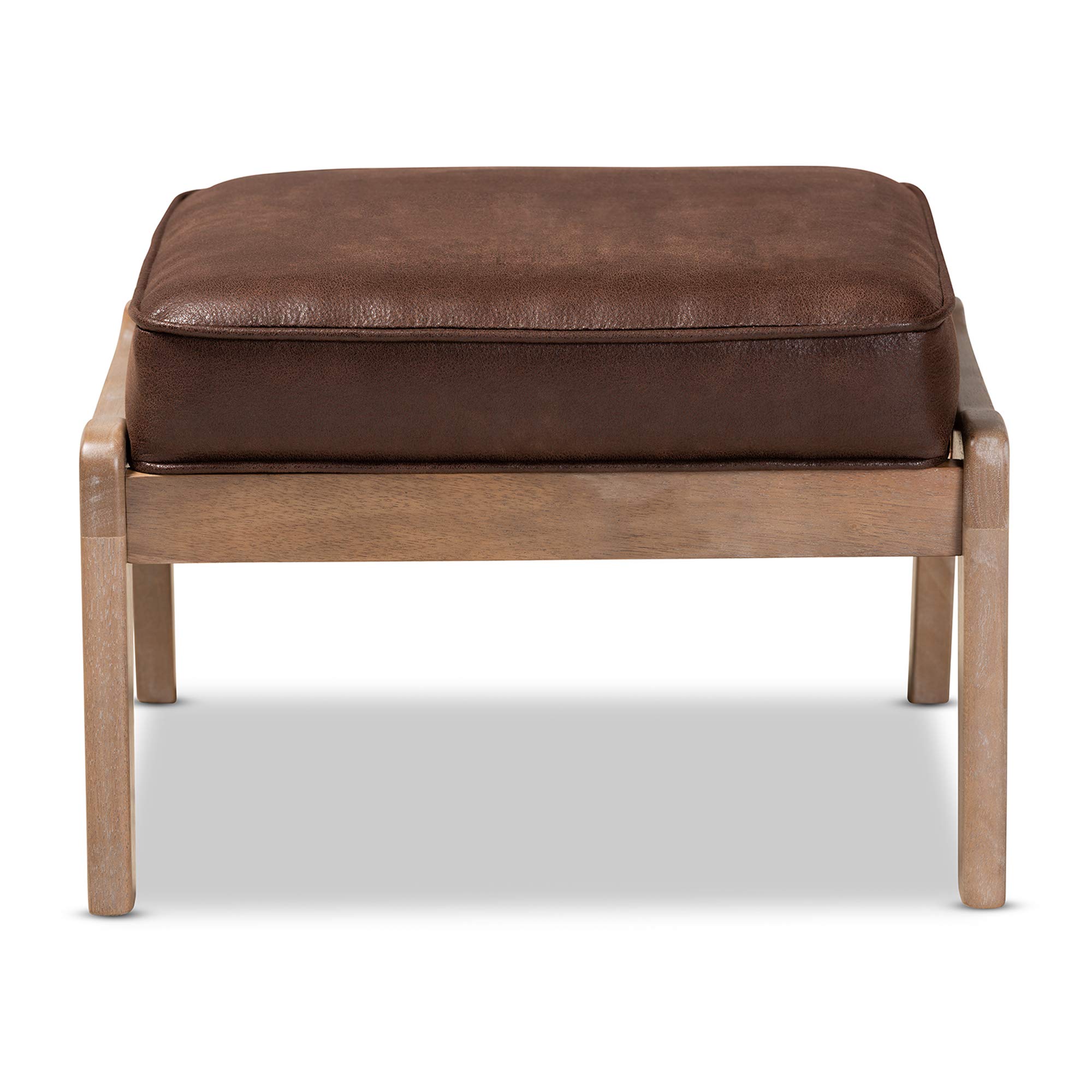 Baxton Studio Dark Brown/Antique Oak Ottomans - Modern Footstool with Storage for Living Room, Bedroom & Home Decor