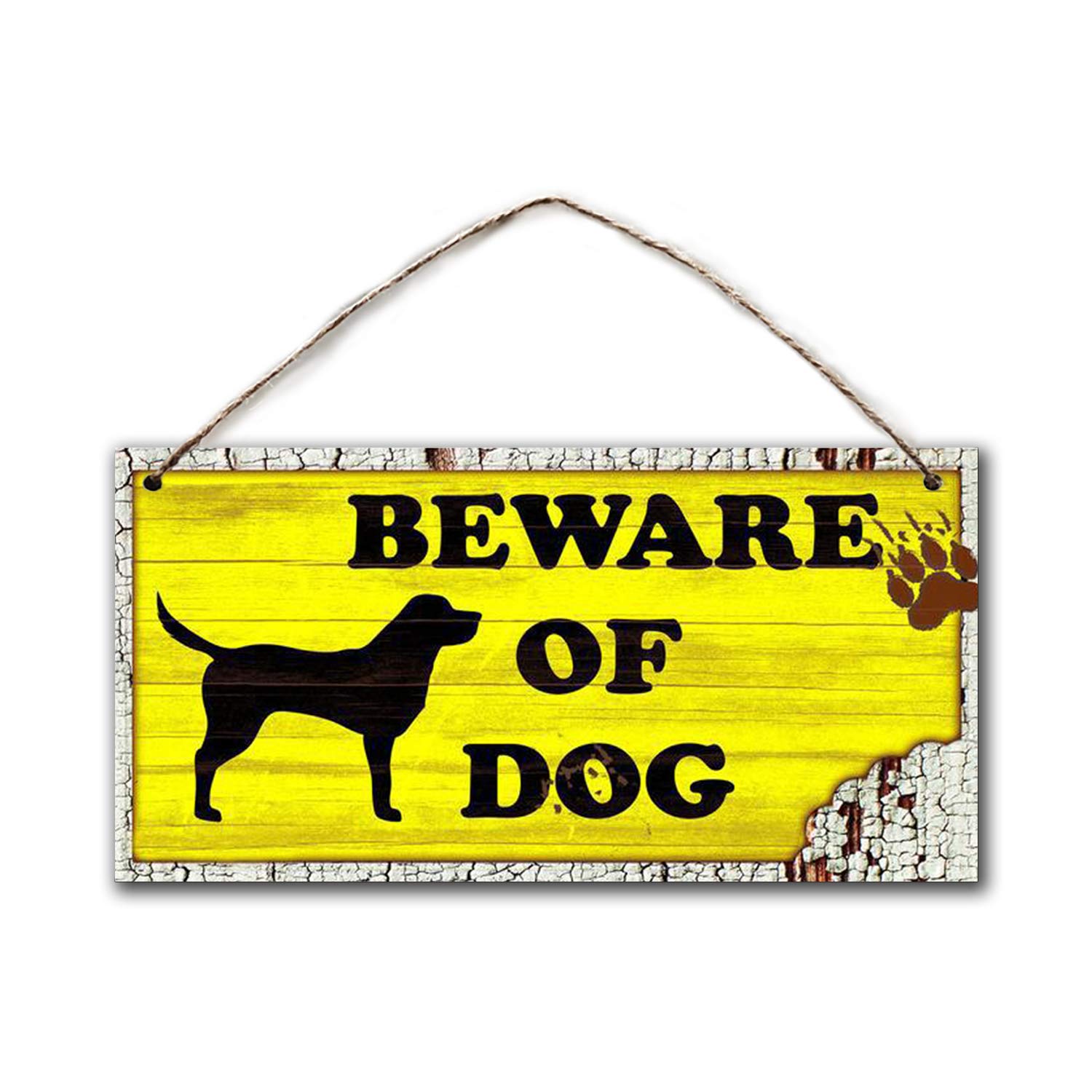 Beware of Dog Sign - Rustic Wooden Warning Sign with Lab Dog Silhouette - Vintage Distressed Decor for Home, Farmhouse, or Kennel Safety