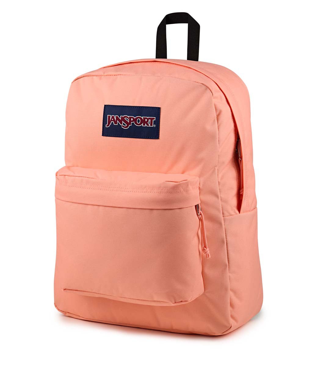 JanSport SuperBreak Plus Backpack - Lightweight Laptop Backpack for School & Travel, Durable Peach Pink Daypack with Front Utility Pocket | Perfect for College Students, Commuters & Outdoor Adventures