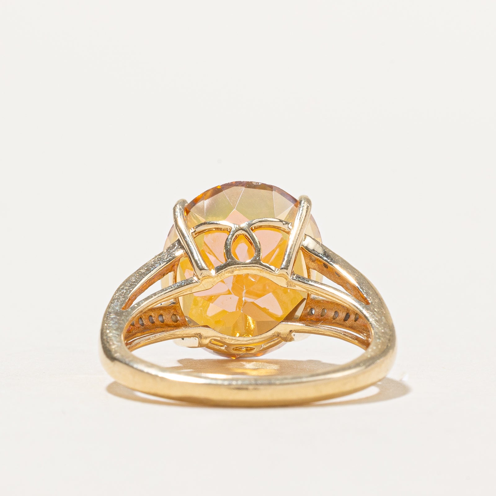10.50ct Peach Mystic Topaz & 0.18ct Diamond Cocktail Ring - Size 7 | Elegant Evening Wear & Special Occasion Jewelry