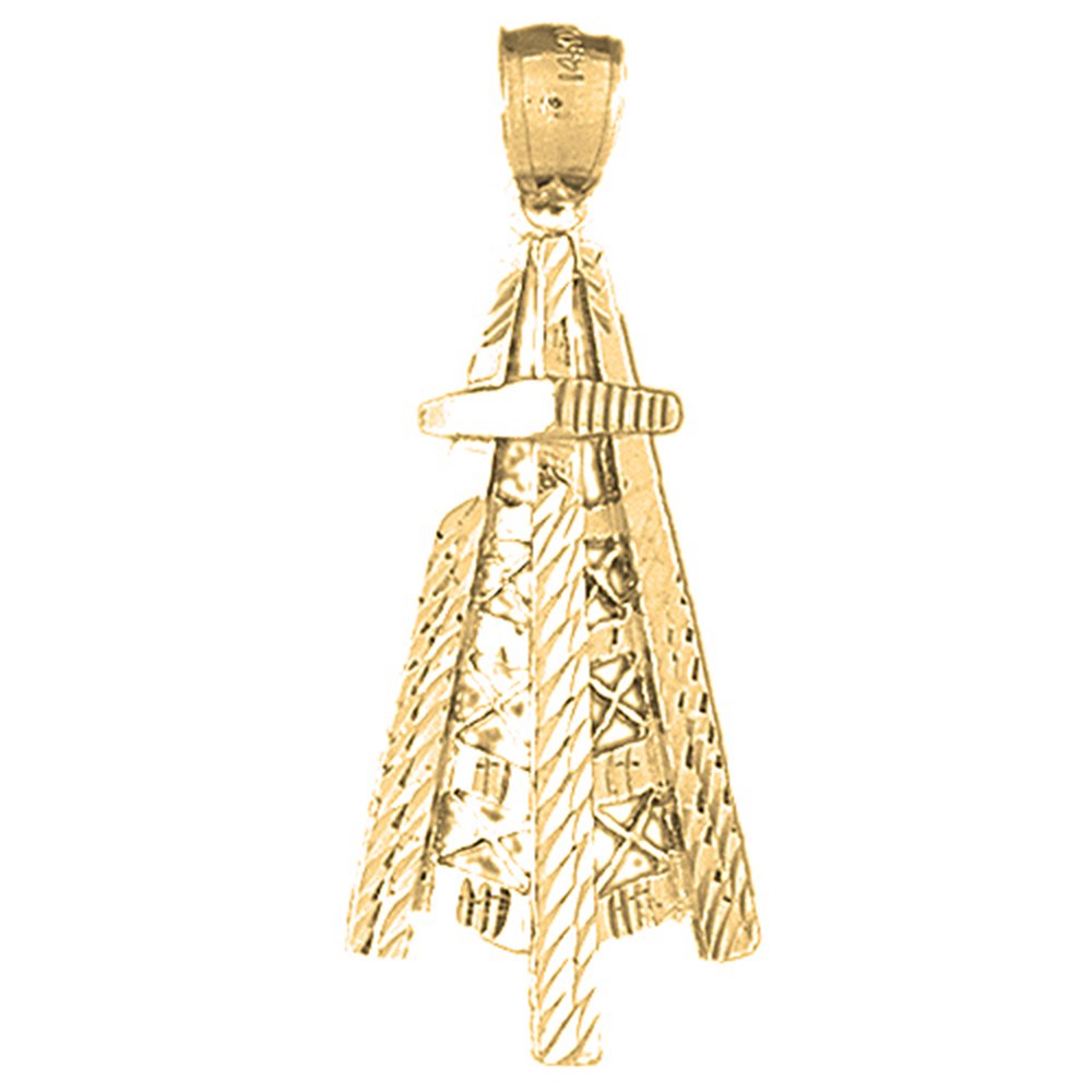 14K Yellow Gold Oil Well & Oil Rig Lever Back Earrings | Western Style Jewelry | Handmade in USA | Perfect for Cowgirl Outfits, Rodeo Events & Western Fashion
