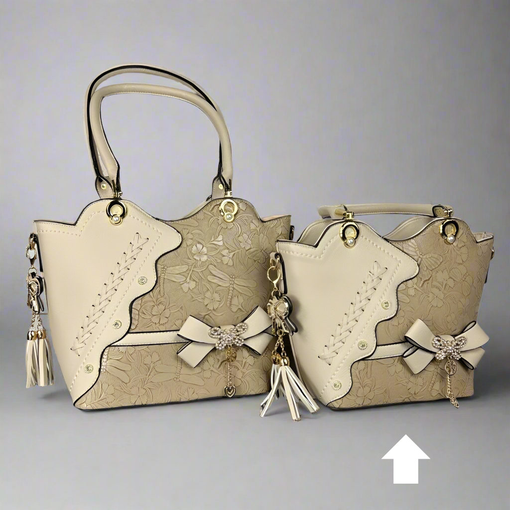 Elegant Italian Style Small Handbag with Dragonfly, Floral, and Bow Design - Perfect for Evening Parties, Weddings, and Special Occasions
