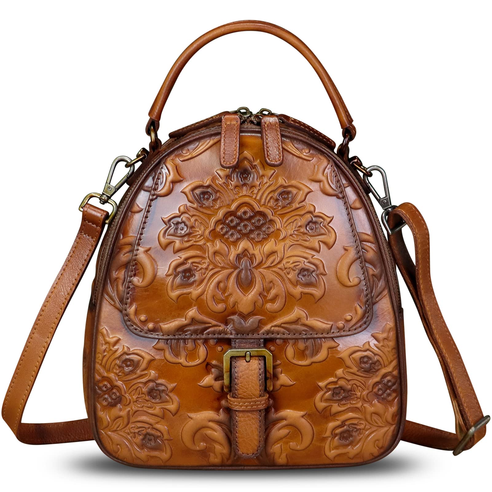 Genuine Leather Backpack for Women - Vintage Crossbody Shoulder Bag, Fashion Rucksack & Daypack Purse (Brown) | Perfect for Work, Travel & Everyday Use