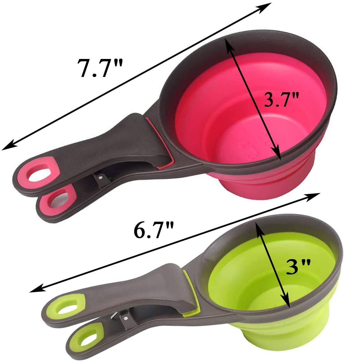 Buyter 3-in-1 TPE Pet Scoop - Folding Dog Food Container with Measuring Cup & Grain Bag Holder (Large, Pink) | Perfect for Travel, Camping & Daily Pet Feeding