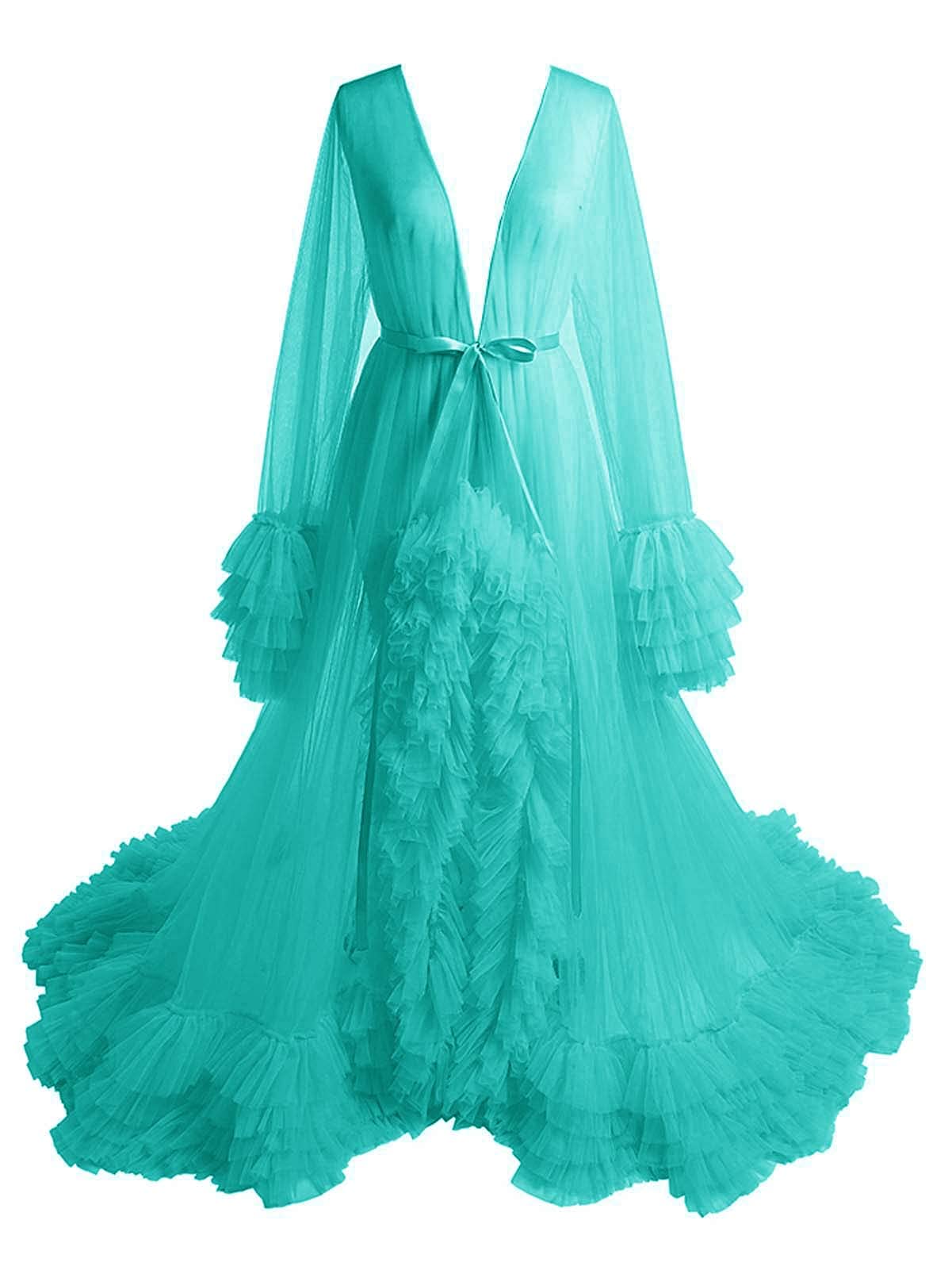 Molisa Sexy Tulle Robe for Maternity Photoshoot | Lace Bridal Nightgown | Women's Sleepwear & Lingerie | Perfect for Boudoir, Honeymoon & Special Occasions