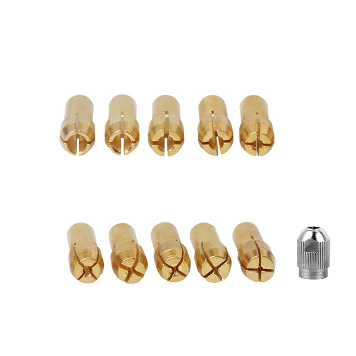 High-Quality Mini Drill Brass Collet Set (0.5-3.2mm) for Power Tools - 11pcs Precision Brass Nuts for Drilling Machine Accessories - Perfect for DIY Projects, Jewelry Making & Small Repairs