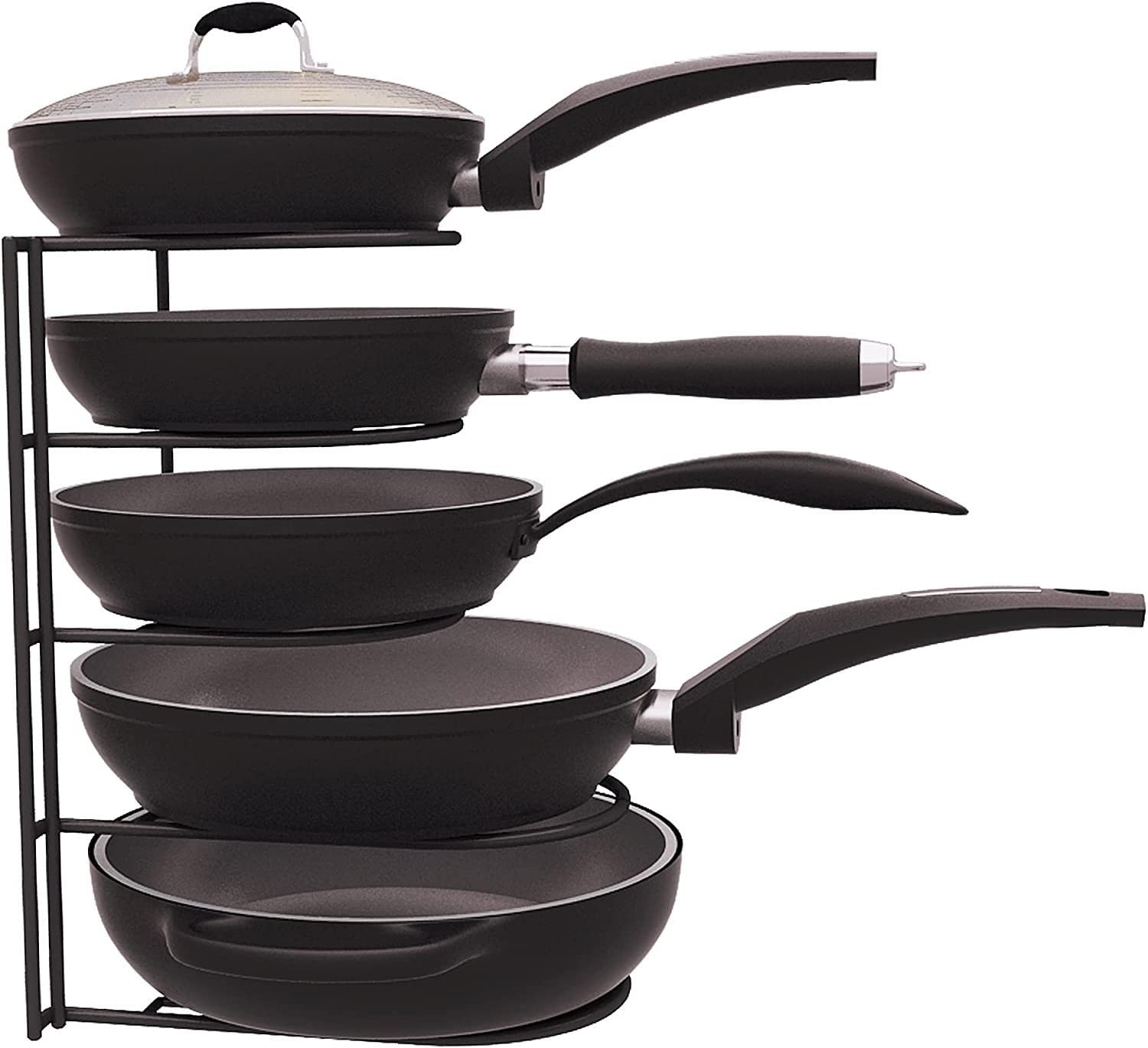 5-Tier Pot and Pan Organizer Rack - Durable Kitchen Cabinet Storage for Pots, Pans & Utensils | Space-Saving Cookware Organizer for Clutter-Free Kitchen Decor