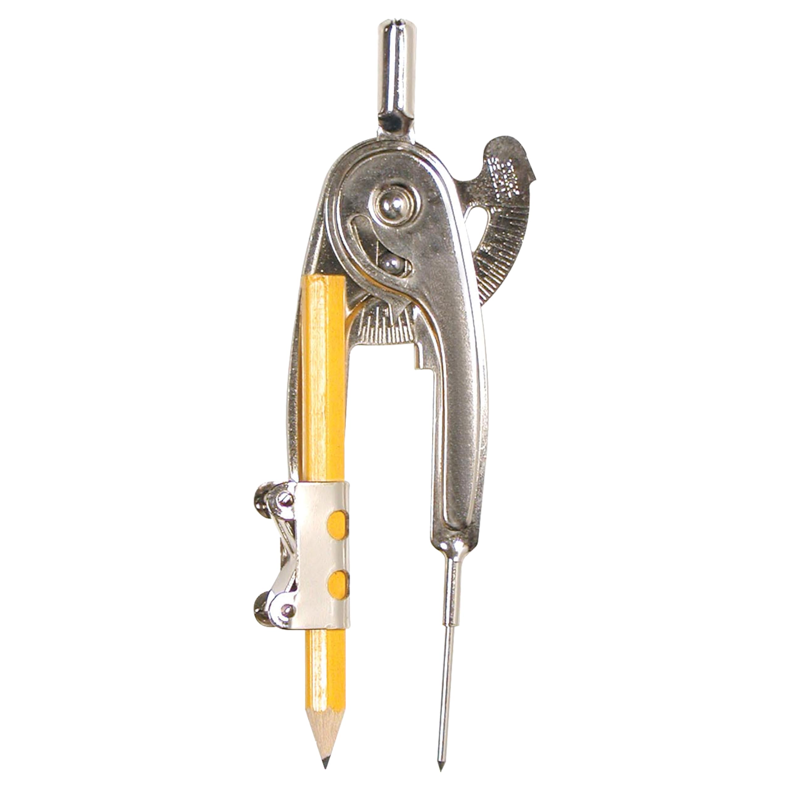 Westcott Metal Ball Bearing Compass with Pencil - Nickel Plated Drafting Tool (12201) - Perfect for Geometry, Engineering, and School Math Class