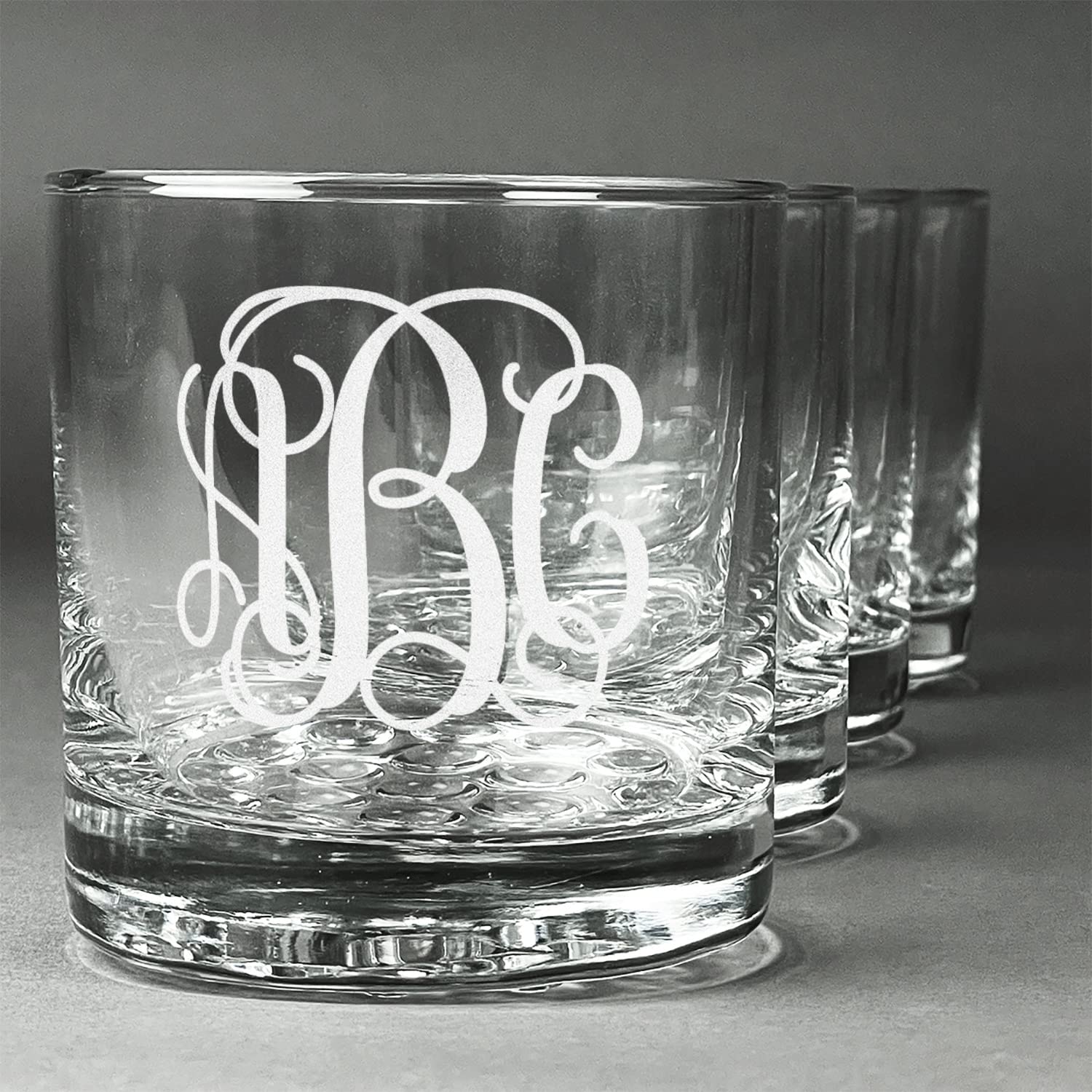 Personalized Monogram Whiskey Glasses Set of 4 - Engraved Interlocking Design for Bourbon, Scotch & Cocktails - Perfect for Gifts, Weddings & Home Bar Decor