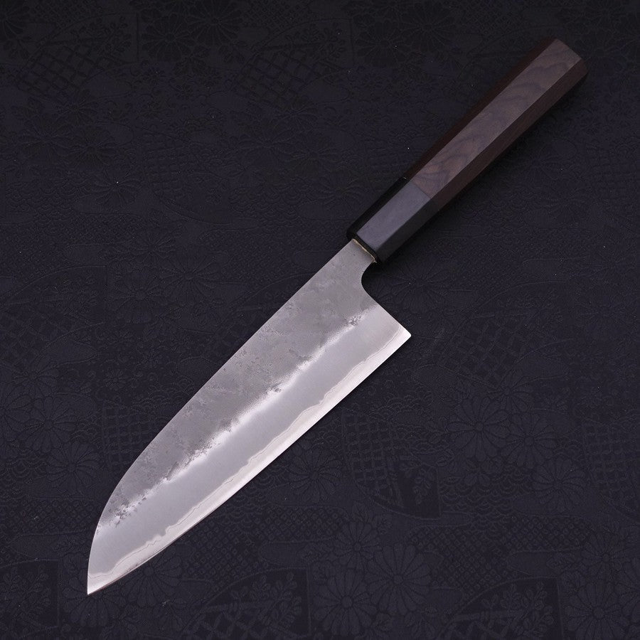 Premium Santoku Knife - Blue Steel #2 Nashiji Stainless Clad with Ebony Handle - 165mm Japanese Chef Knife - Perfect for Slicing, Dicing & Chopping Vegetables, Meat & Fish